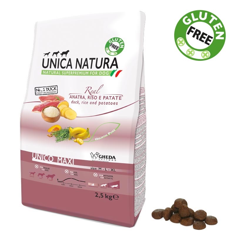 GH UNICA NATURA SUŅU MAXI PĪLE/RĪSI/KART 2.5KG - Produkta attēls 