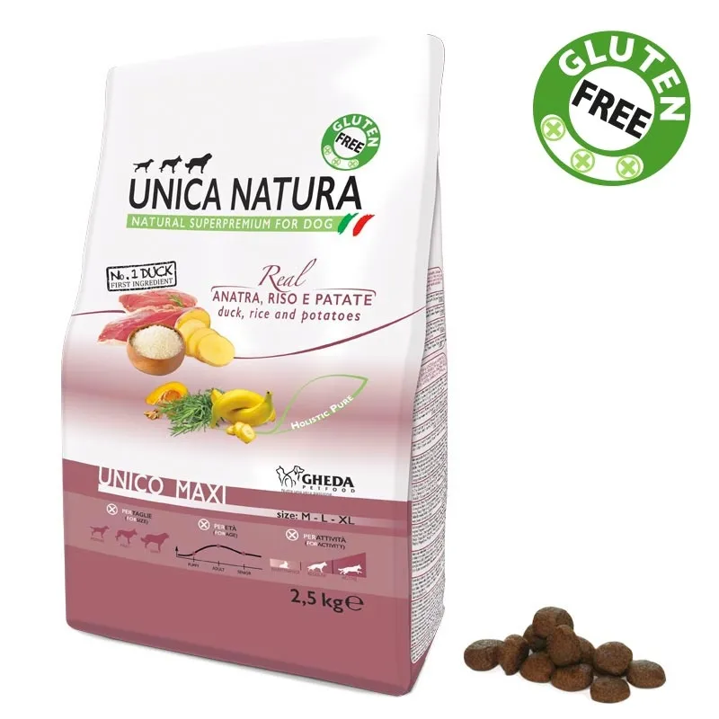 GH UNICA NATURA SUŅU MAXI PĪLE/RĪSI/KART 2.5KG - Produkta attēls 