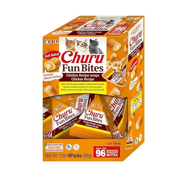 Churu Fun Bites kārums kaķiem, vistas rullīši 96g (12g x8) - Produkta attēls 