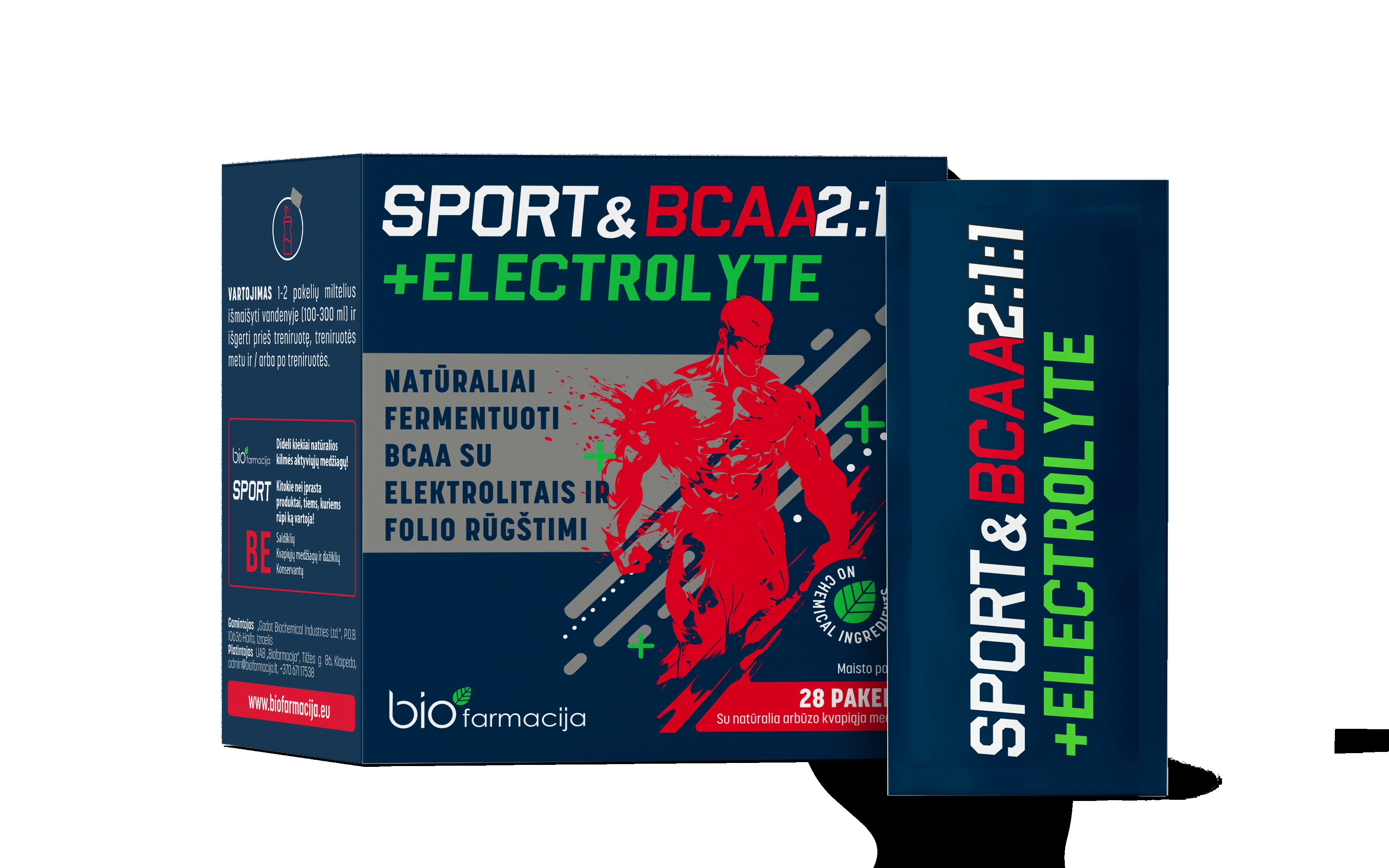SPORT&BCAA 2:1:1 + Electrolyte pulveris paciņās, 28 gab - Produkta attēls 