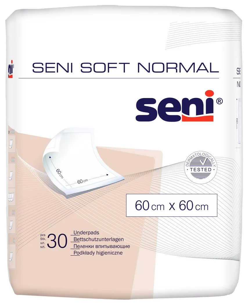 SENI SOFT NORMAL absorbējošie paladziņi, 60x60 cm, 30 gab. - Produkta attēls 