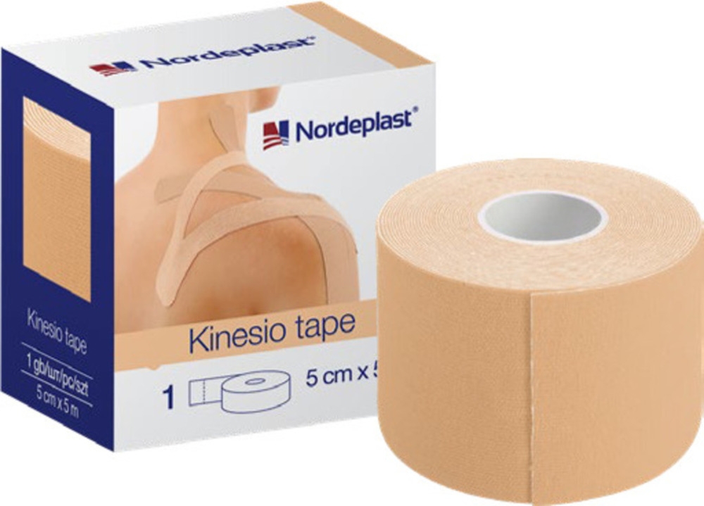 Kinezioloģiskais teips Nordepast 5 cm x 5 m bēšs, 1 gab - Produkta attēls 