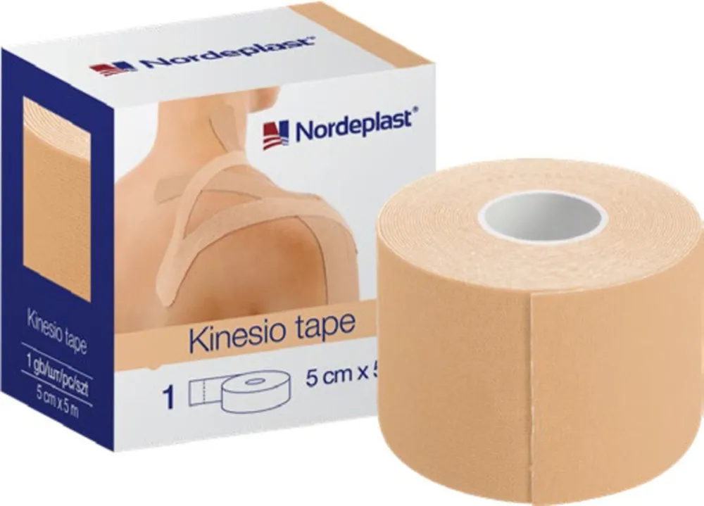 Kinezioloģiskais teips Nordepast 5 cm x 5 m bēšs, 1 gab - Produkta attēls 