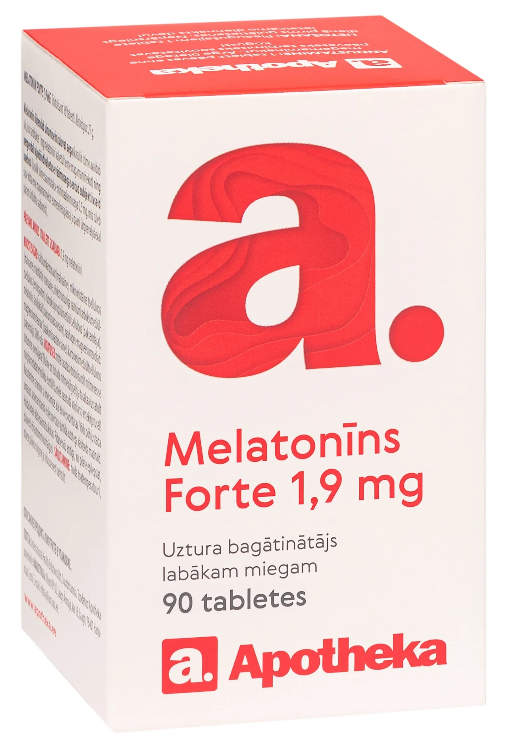APOTHEKA Melatonīns Forte 1.9 mg tabletes, 90 gab - Produkta attēls 