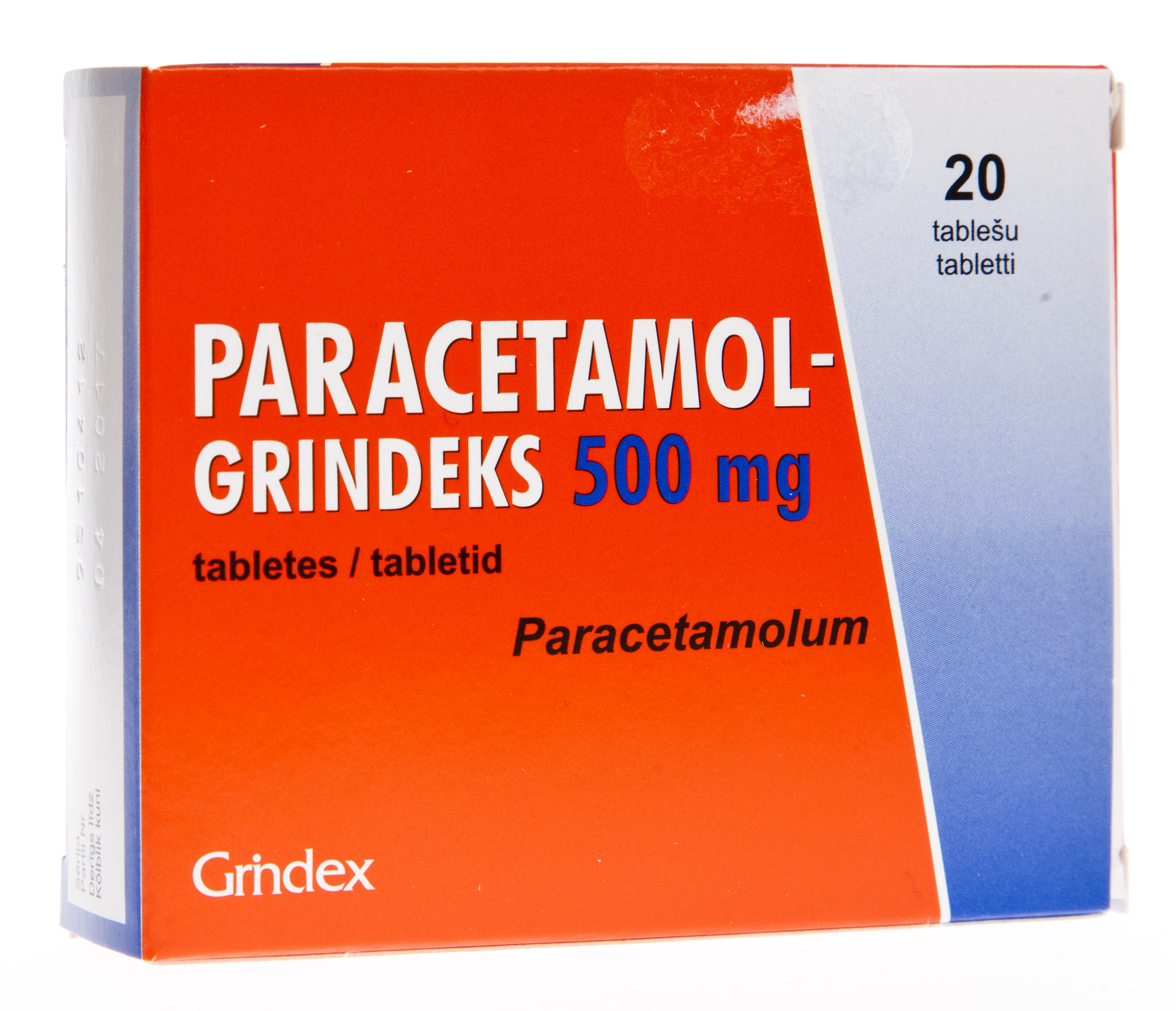 PARACETAMOL Grindeks 500 mg tabletes, 20 gab. - Produkta attēls 