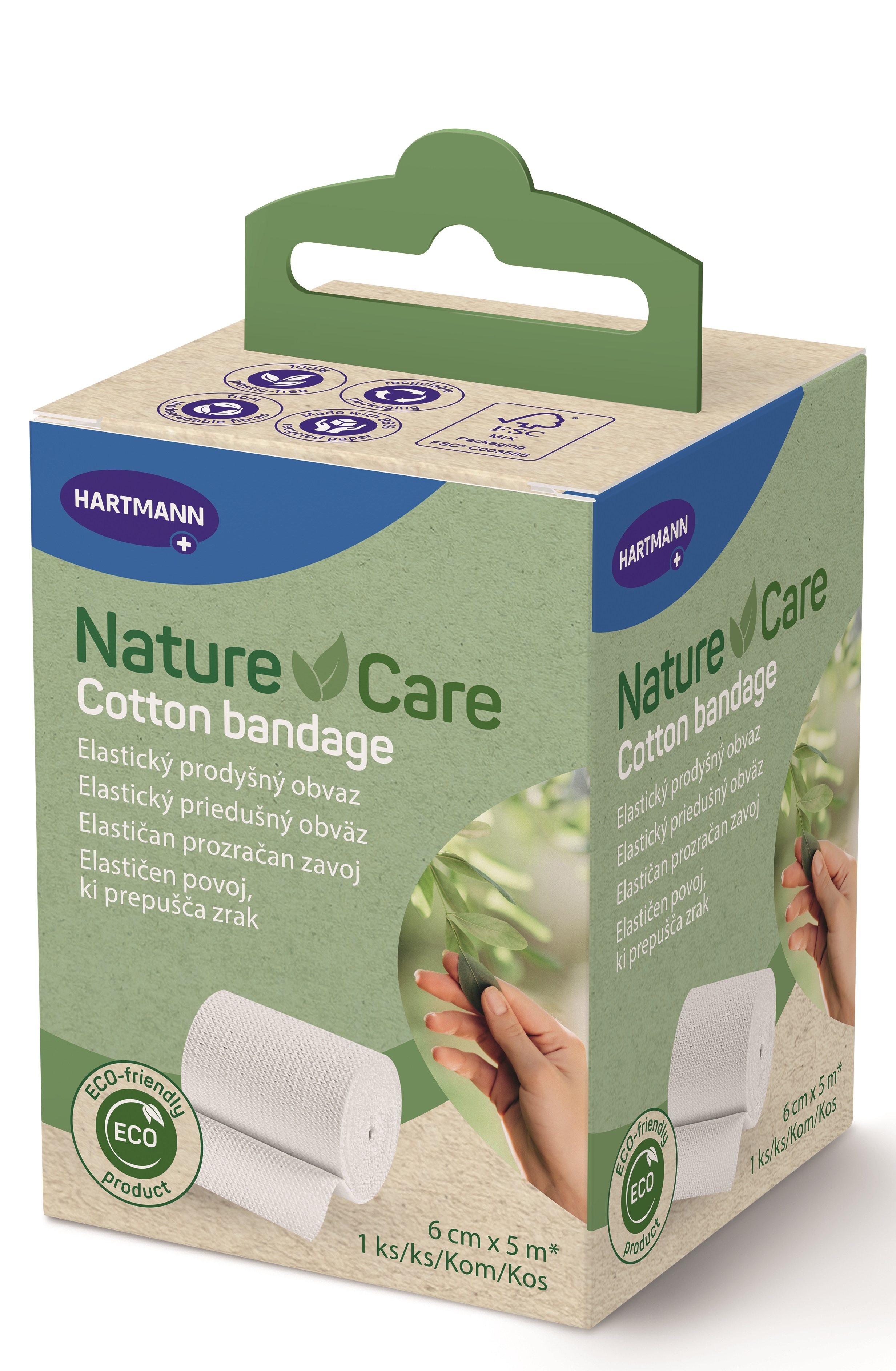 NATURE CARE elastīga saite (6 cm x 5 m), 1 gab - Produkta attēls 