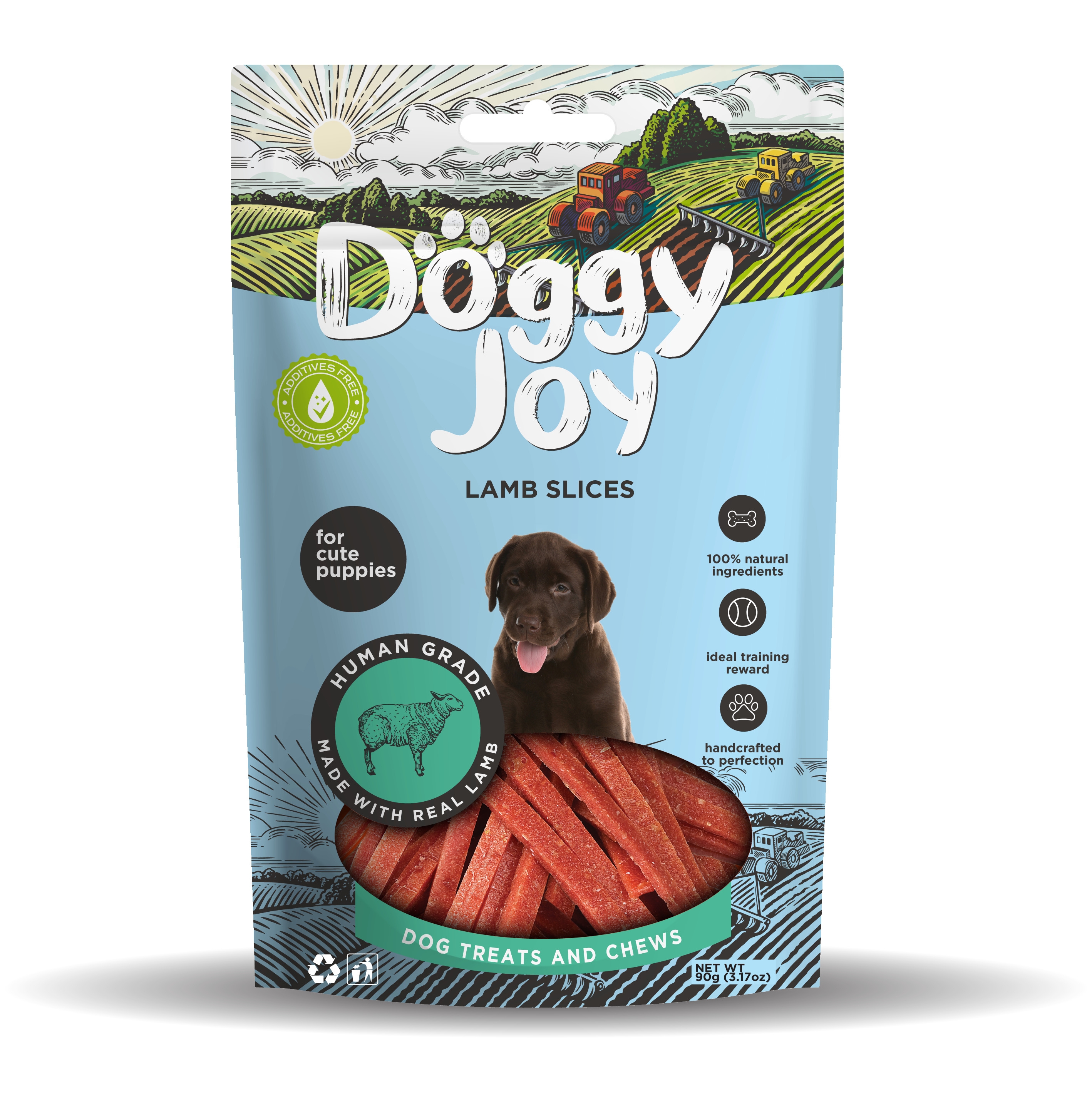 DOGGY JOY JĒRA SLOKSNĪTES KUCĒNIEM 90G - Produkta attēls 