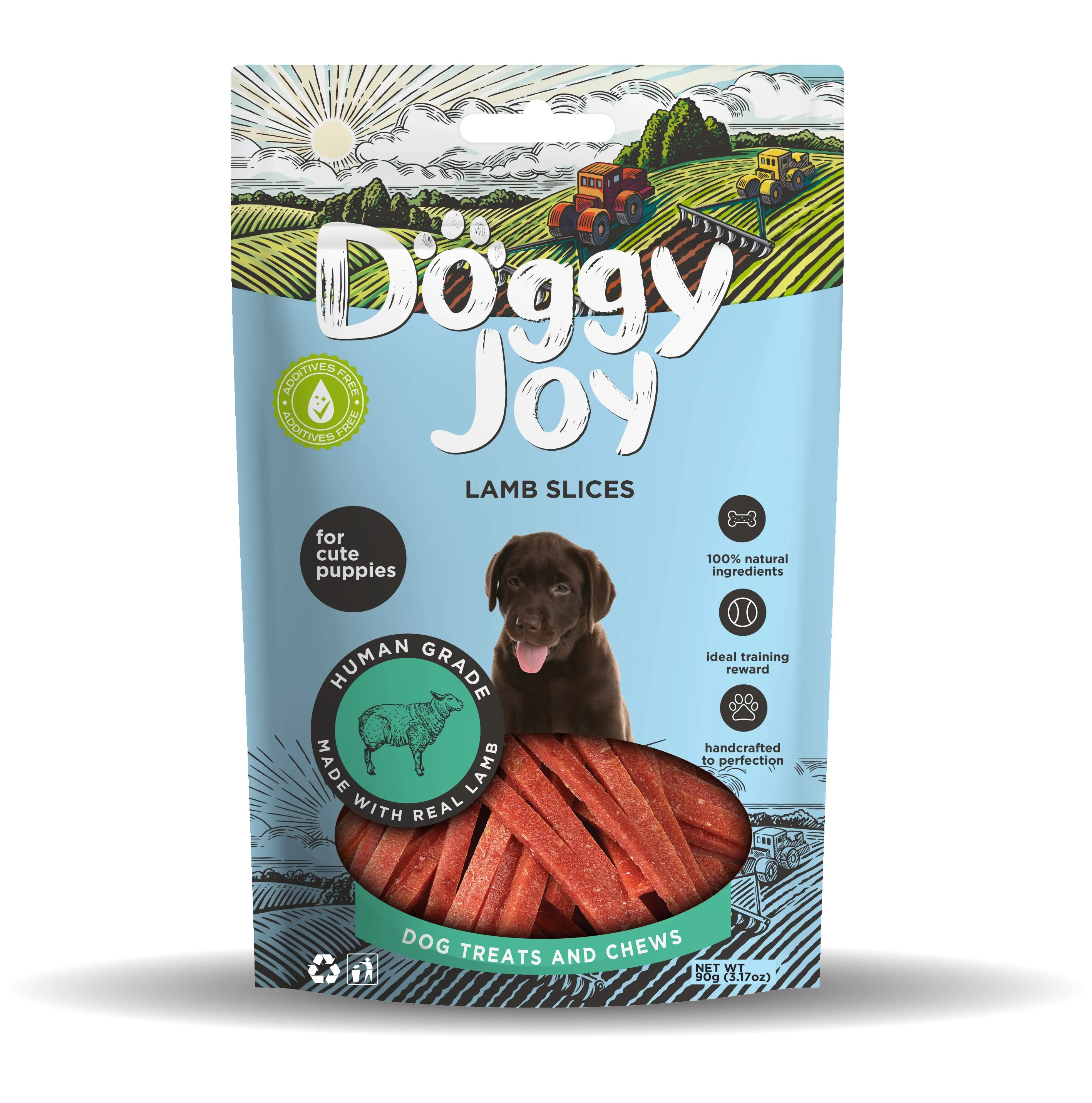 DOGGY JOY JĒRA SLOKSNĪTES KUCĒNIEM 90G - Produkta attēls 