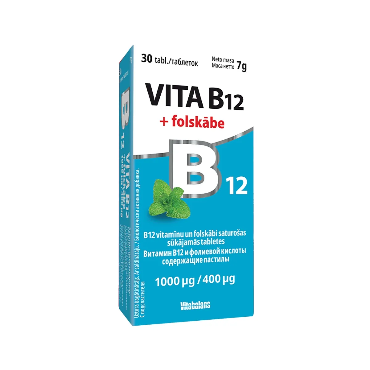 VITA B12 + Folskābe tabletes, 30 gab - Produkta attēls 