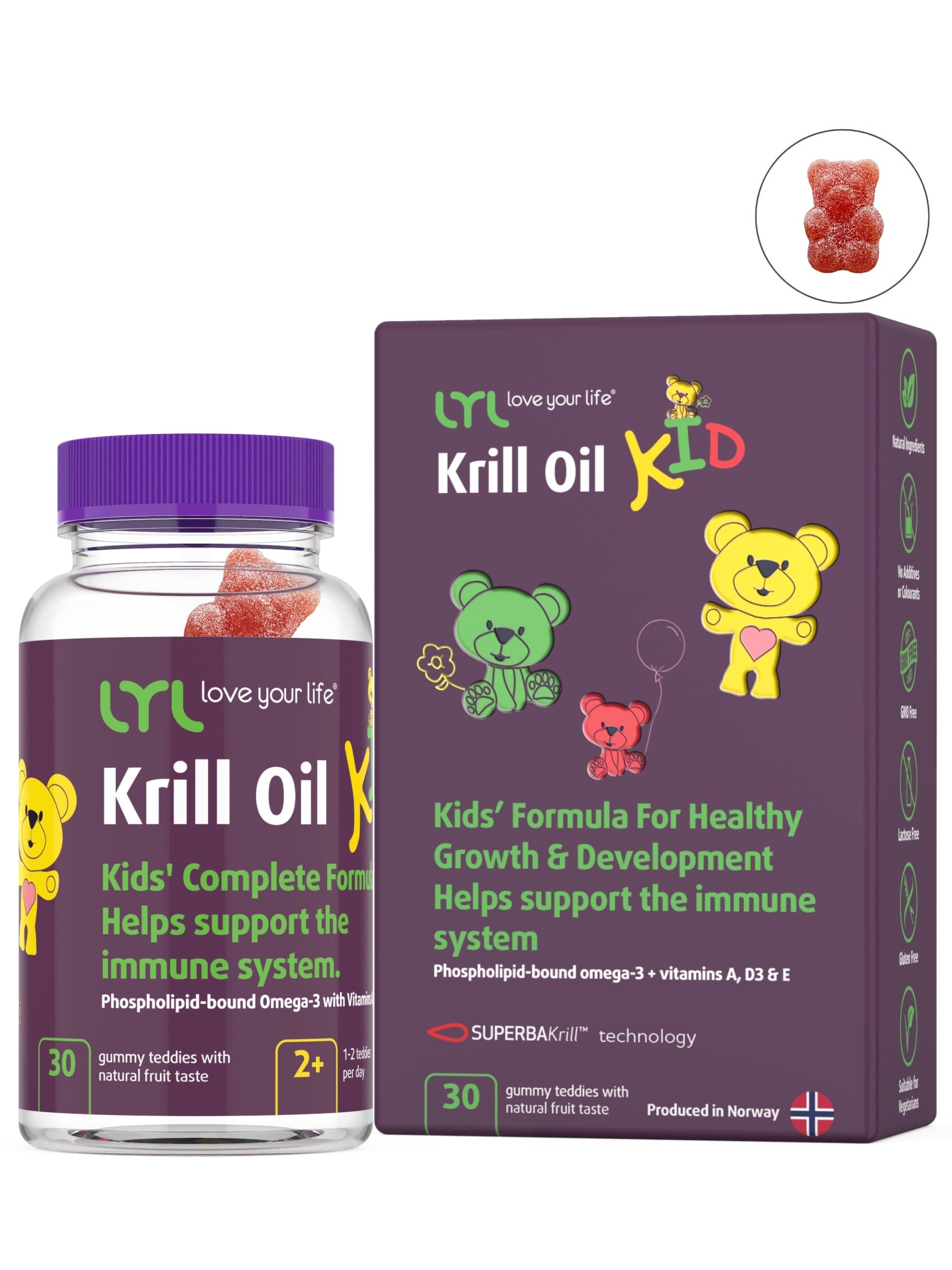 LYL Krill Oil KID, 30 želejas lācīši - Produkta attēls 4