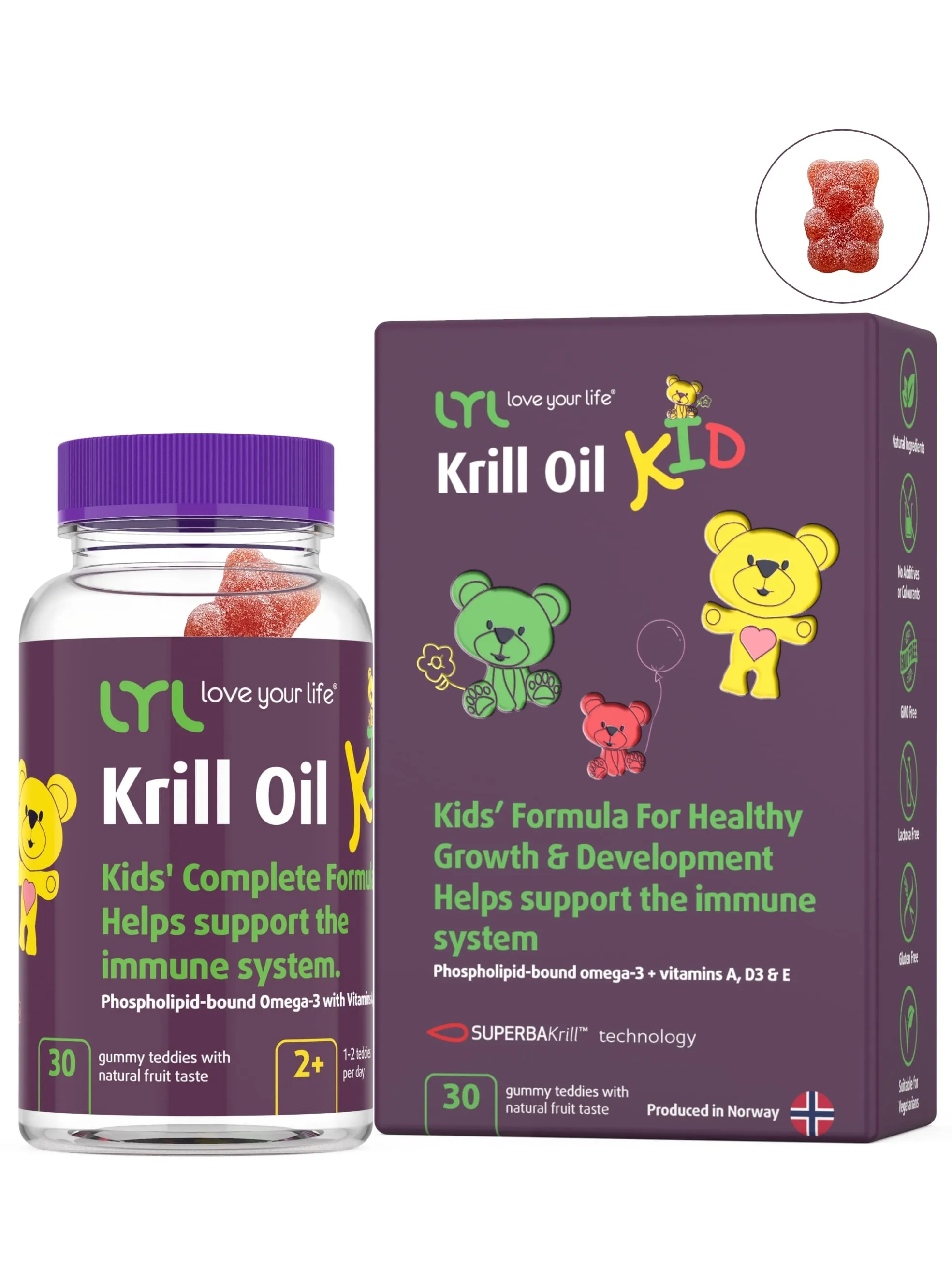 LYL Krill Oil KID, 30 želejas lācīši - Produkta attēls 4