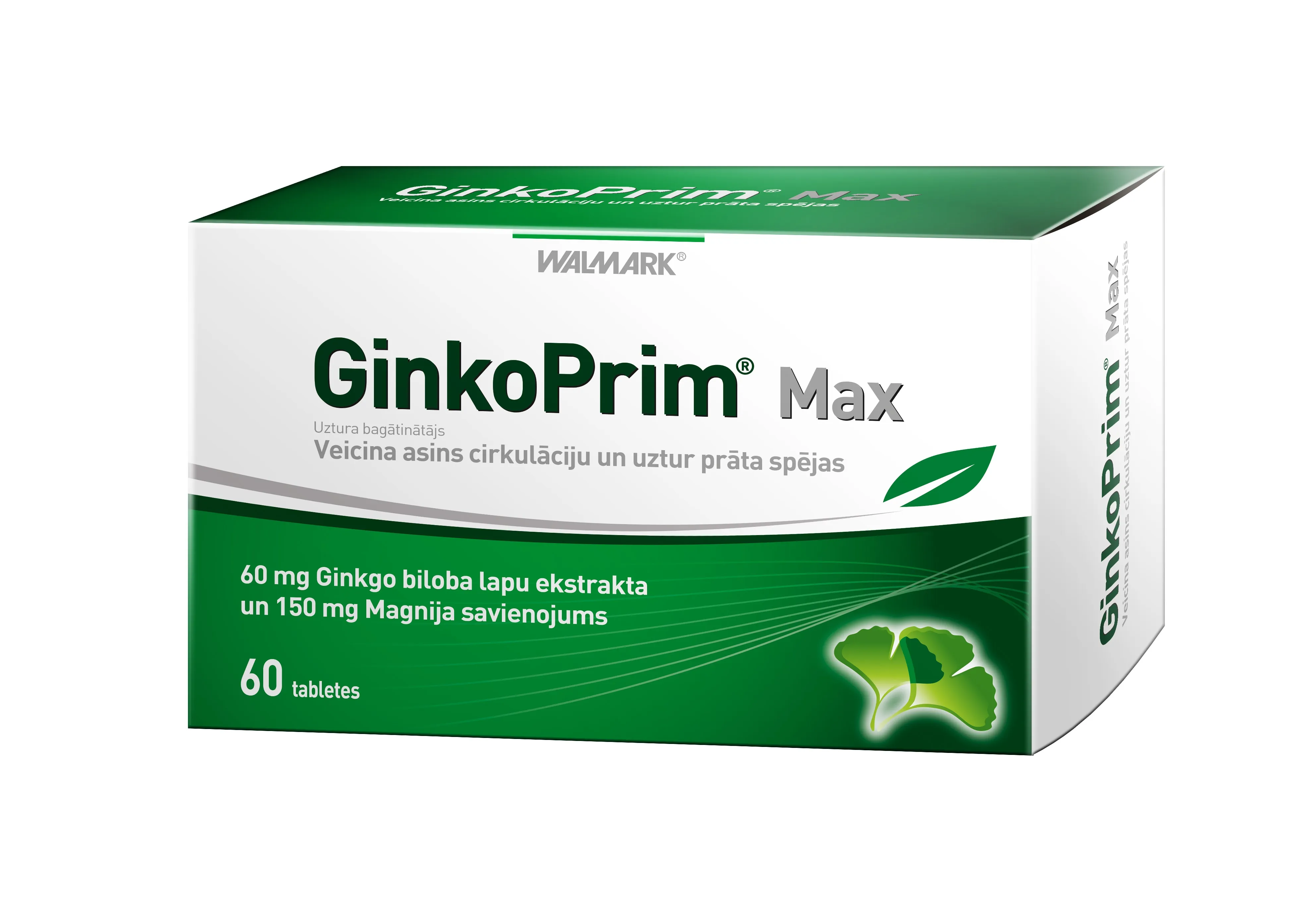 WALMARK Ginko Prim Max 60mg tabletes, 60 gab. - Produkta attēls 