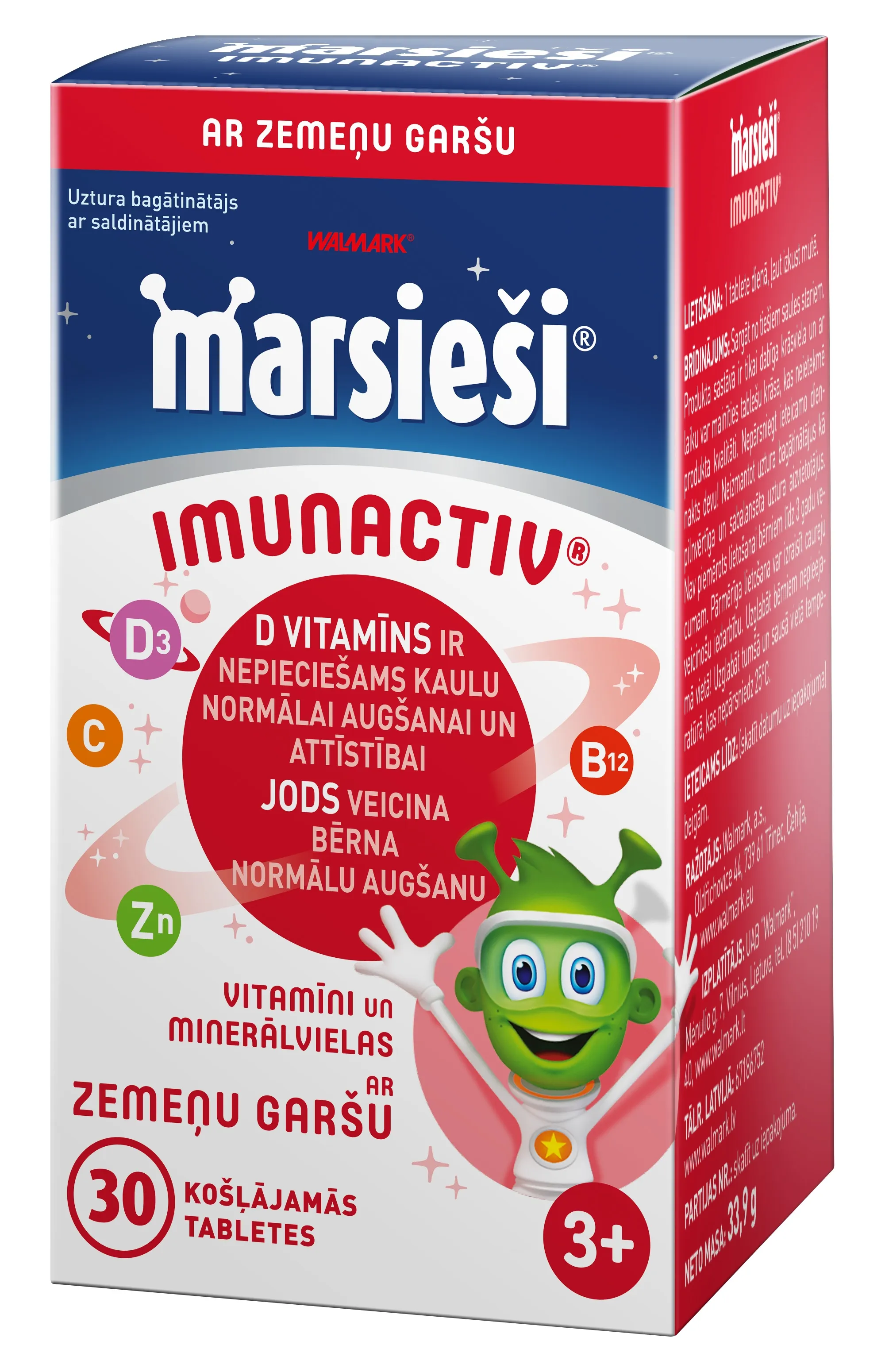 MARSIEŠI® Imuno košļājamas tabletes ar zemeņu garšu, 30 gab. - Produkta attēls 