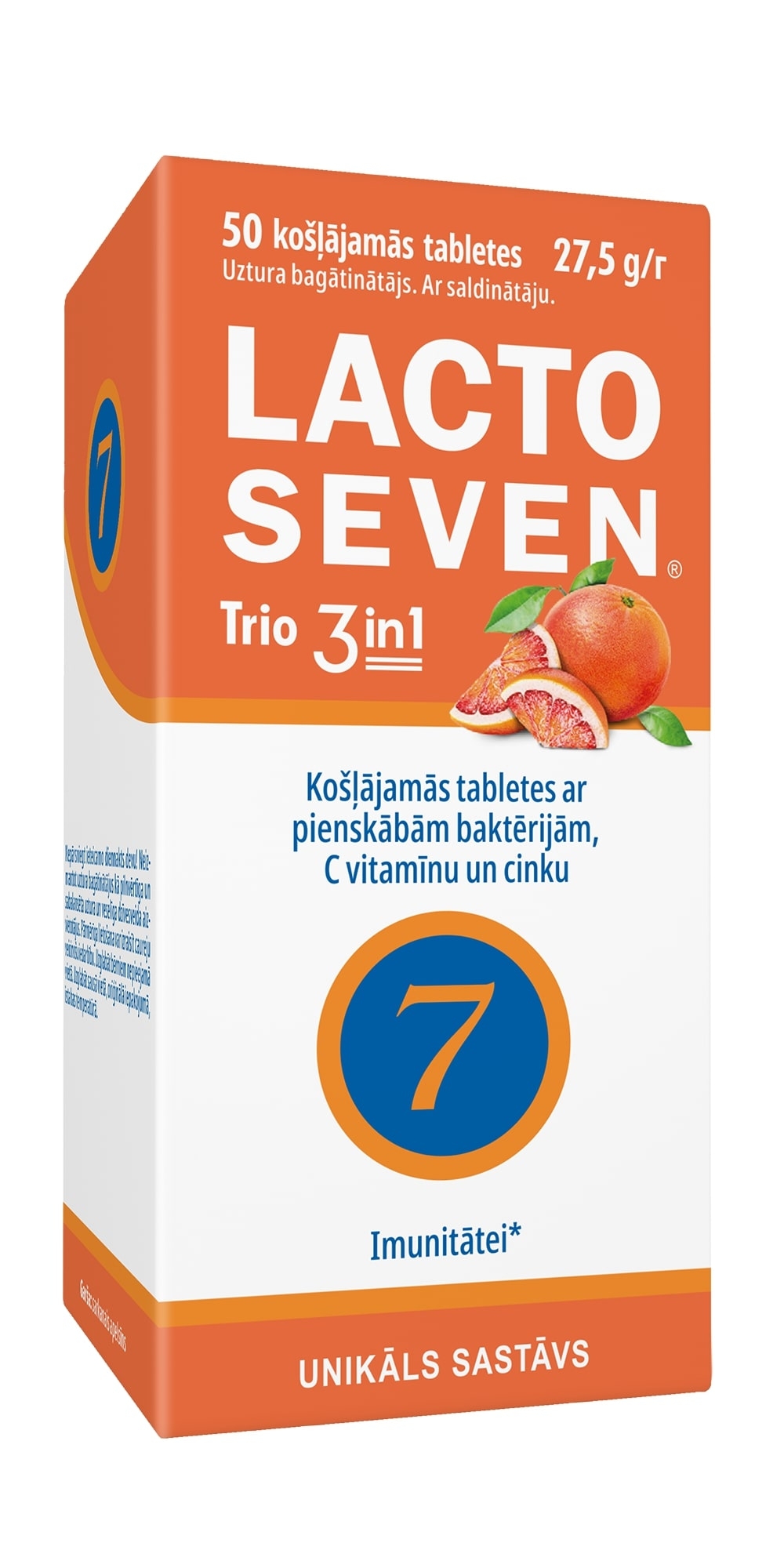 Lacto Seven Trio 3in1 košļājamās tabletes, 50 gab - Produkta attēls 