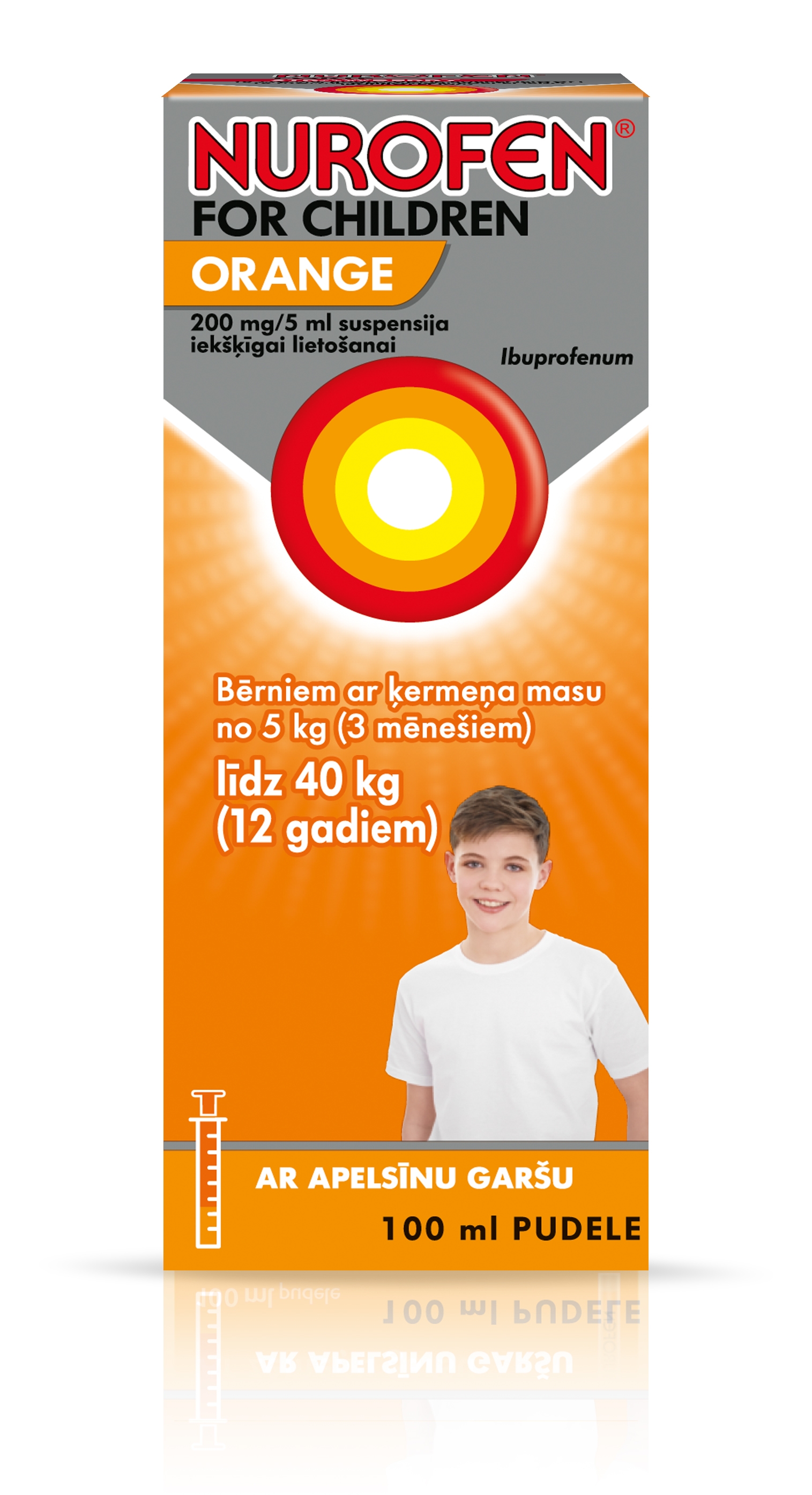 NUROFEN Orange 200 mg/ 5 ml suspensija, 100 ml - Produkta attēls 