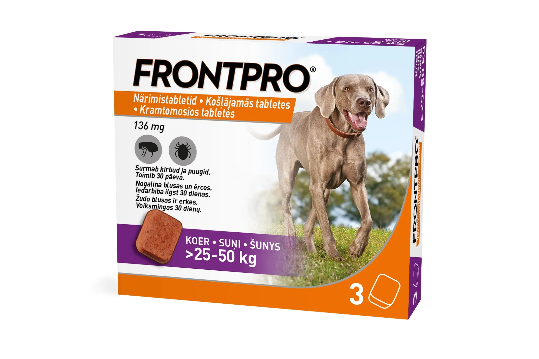 FRONTPRO 136mg košļājamās tabletes suņiem >25-50kg N3 - Produkta attēls 