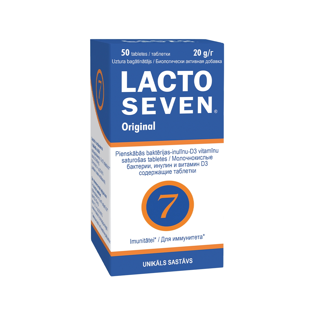 LACTO SEVEN 20 g tabletes, 50 gab - Produkta attēls 