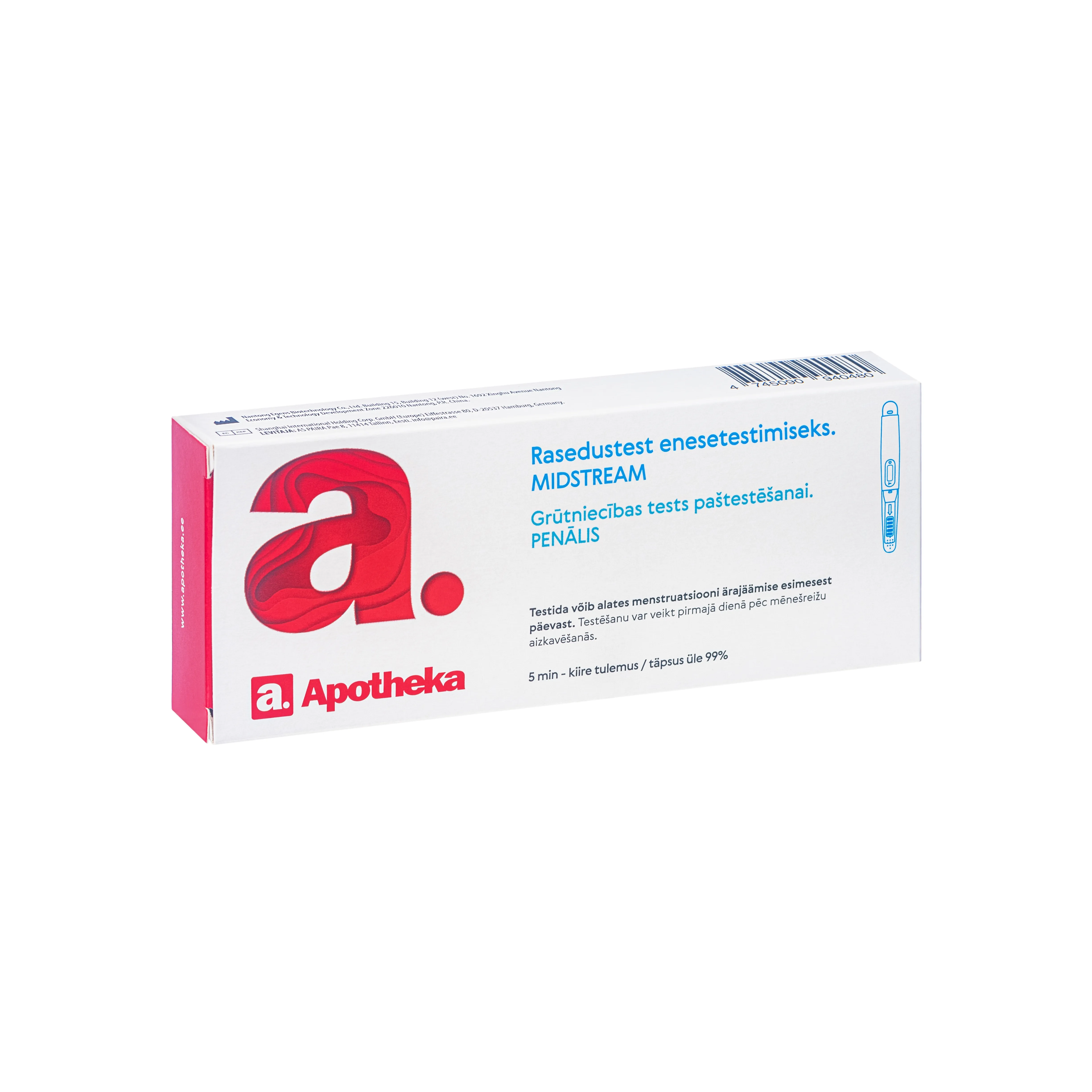 APOTHEKA tests grūtniecības noteikšanai (penālis) - Produkta attēls 
