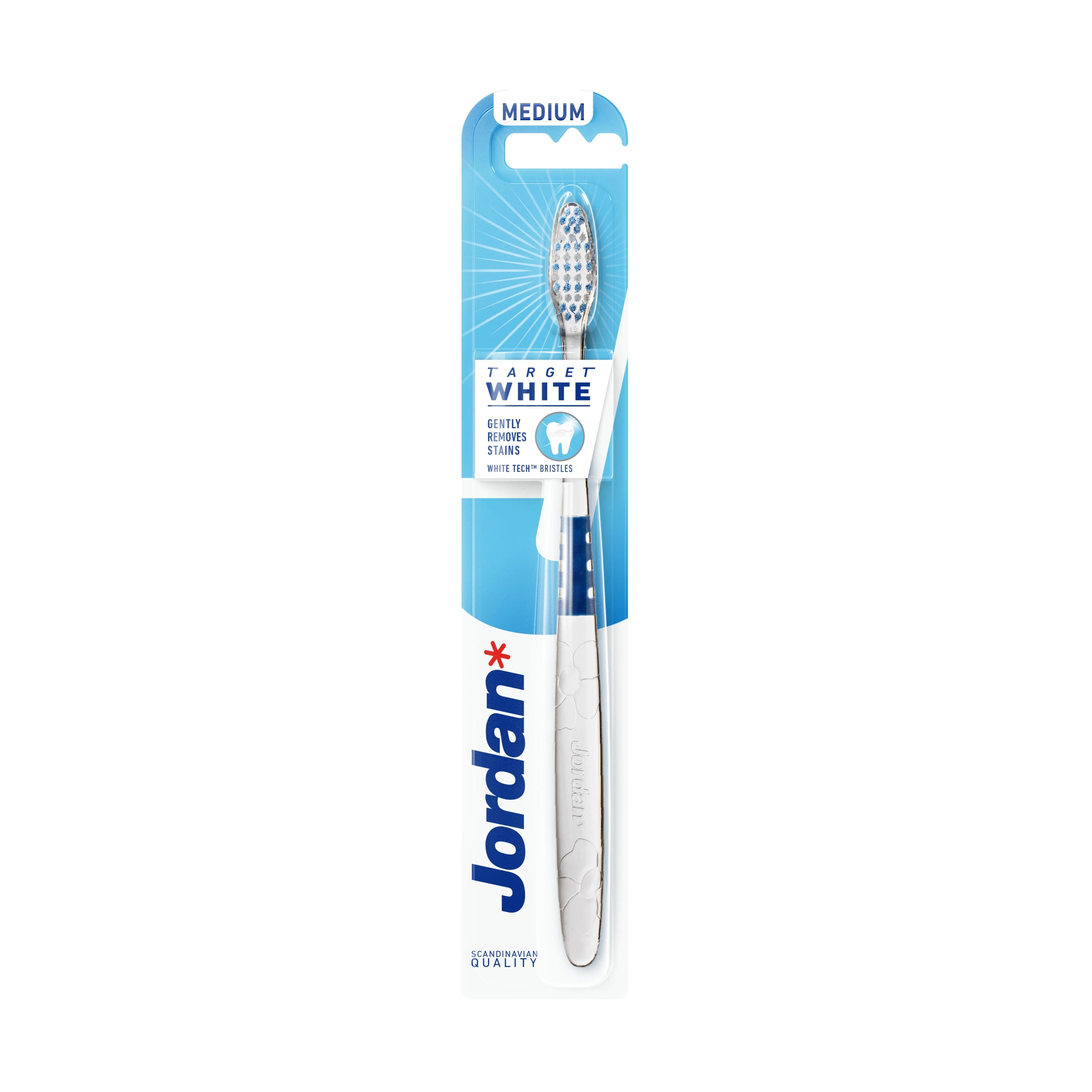 JORDAN "Target White“ zobu birste, vidēji mīksta - Produkta attēls 