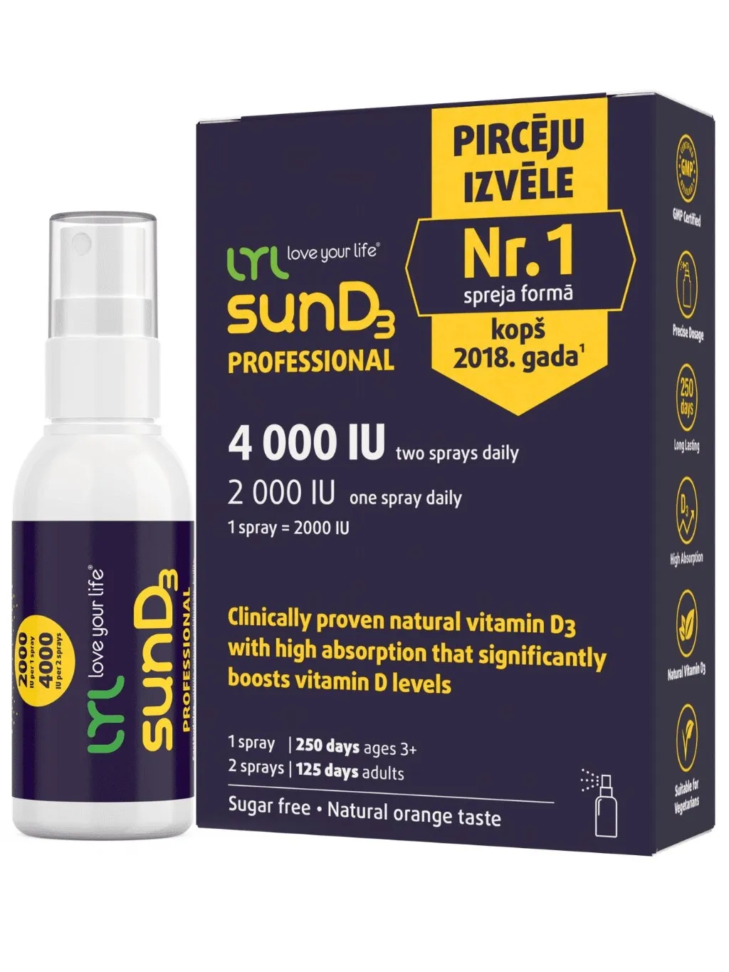 LYL sunD3 PRO 4000 SV | 2000 SV (250 devas), sprejs, 50 ml - Produkta attēls 4
