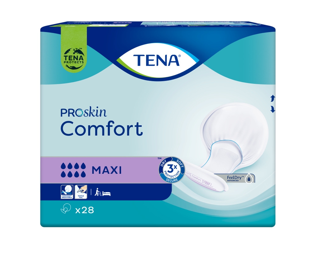 TENA COMFORT MAXI uzsūcošās paketes, 28 gab. - Produkta attēls 