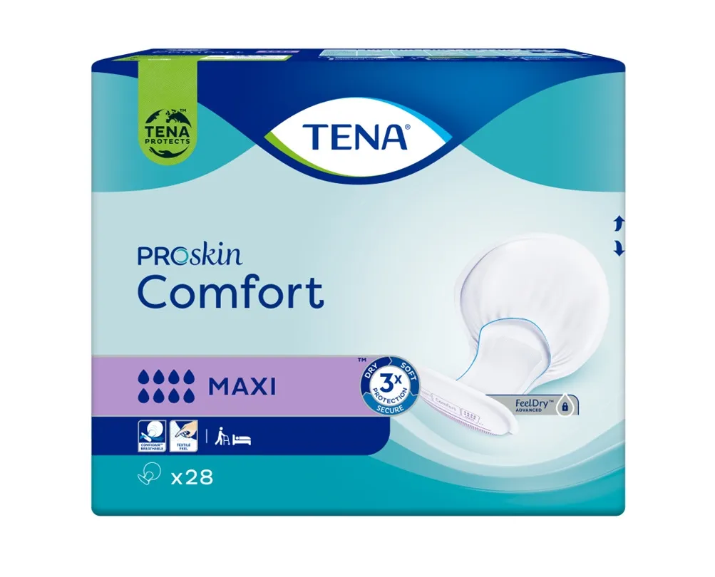 TENA COMFORT MAXI uzsūcošās paketes, 28 gab. - Produkta attēls 