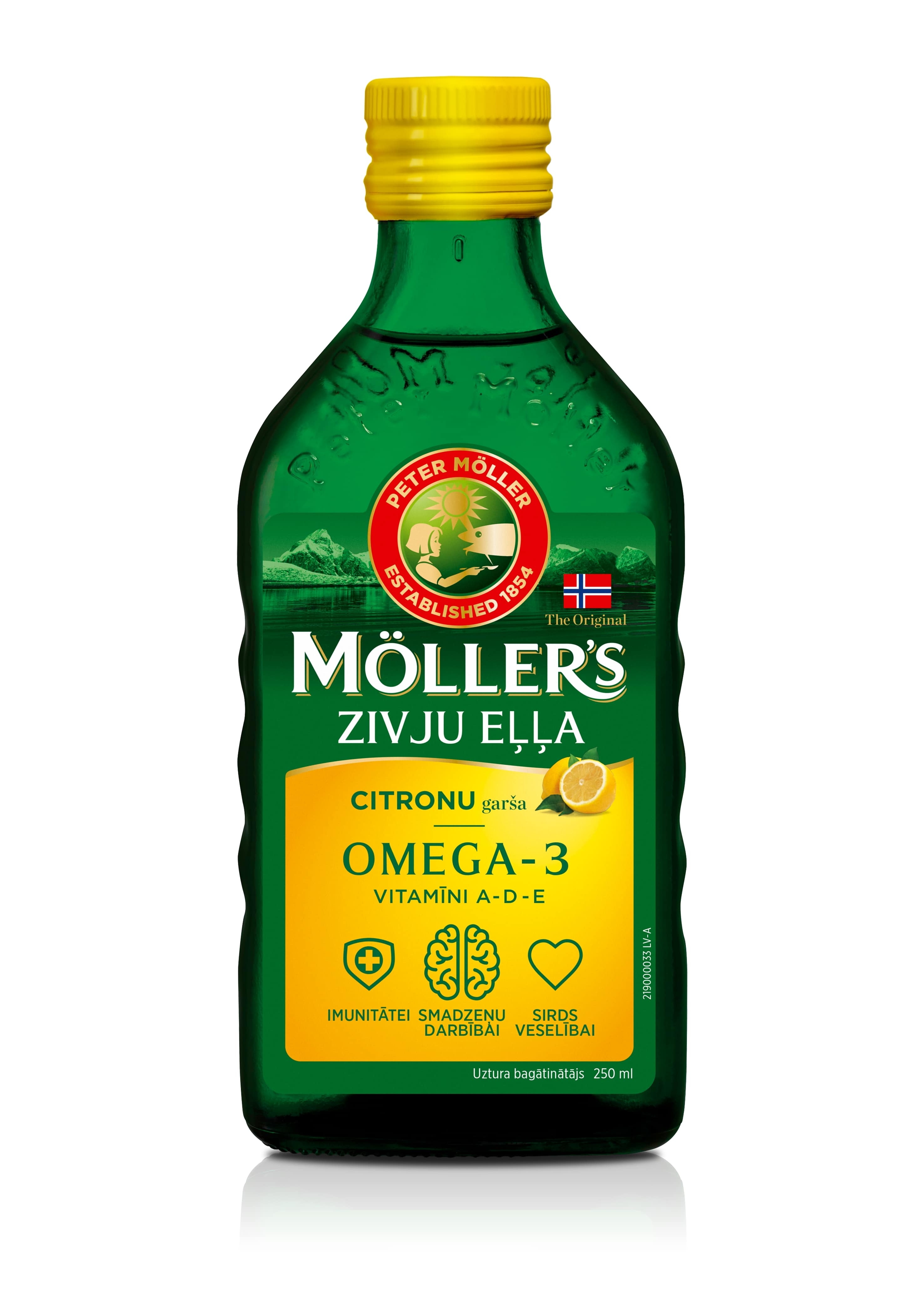 MOLLERS Zivju eļļa ar citronu garšu, 250ml - Produkta attēls 