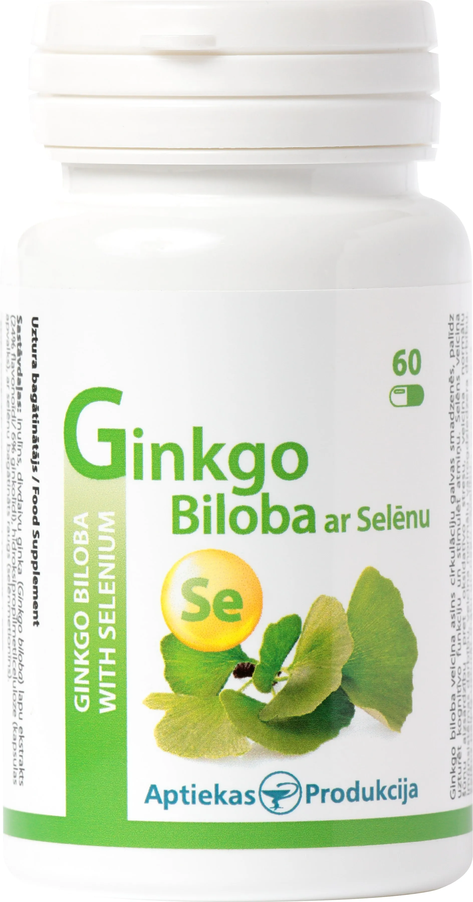 AP Ginkgo Biloba ar selēnu, kapsulas, 60gab - Produkta attēls 