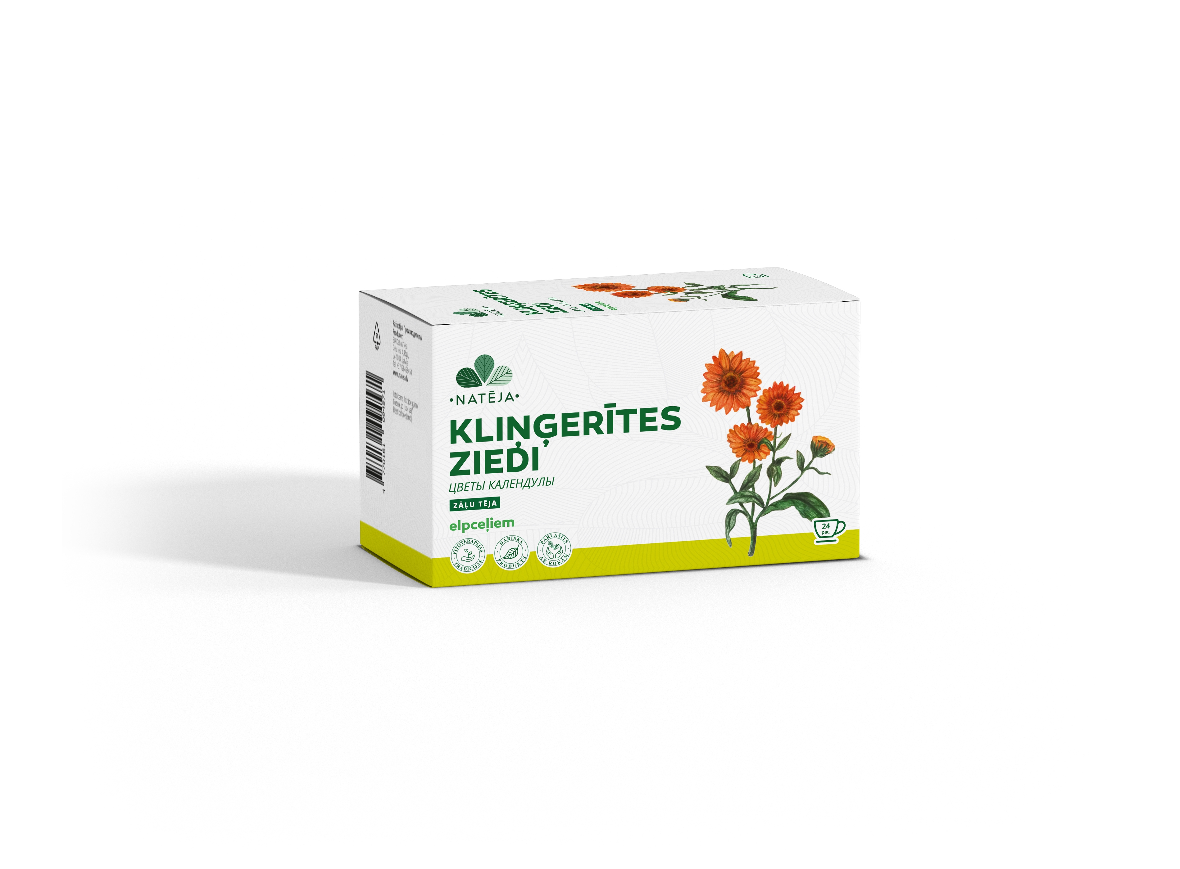 NATĒJA Kliņģerīšu ziedu tēja paciņās, 24 gab - Produkta attēls 