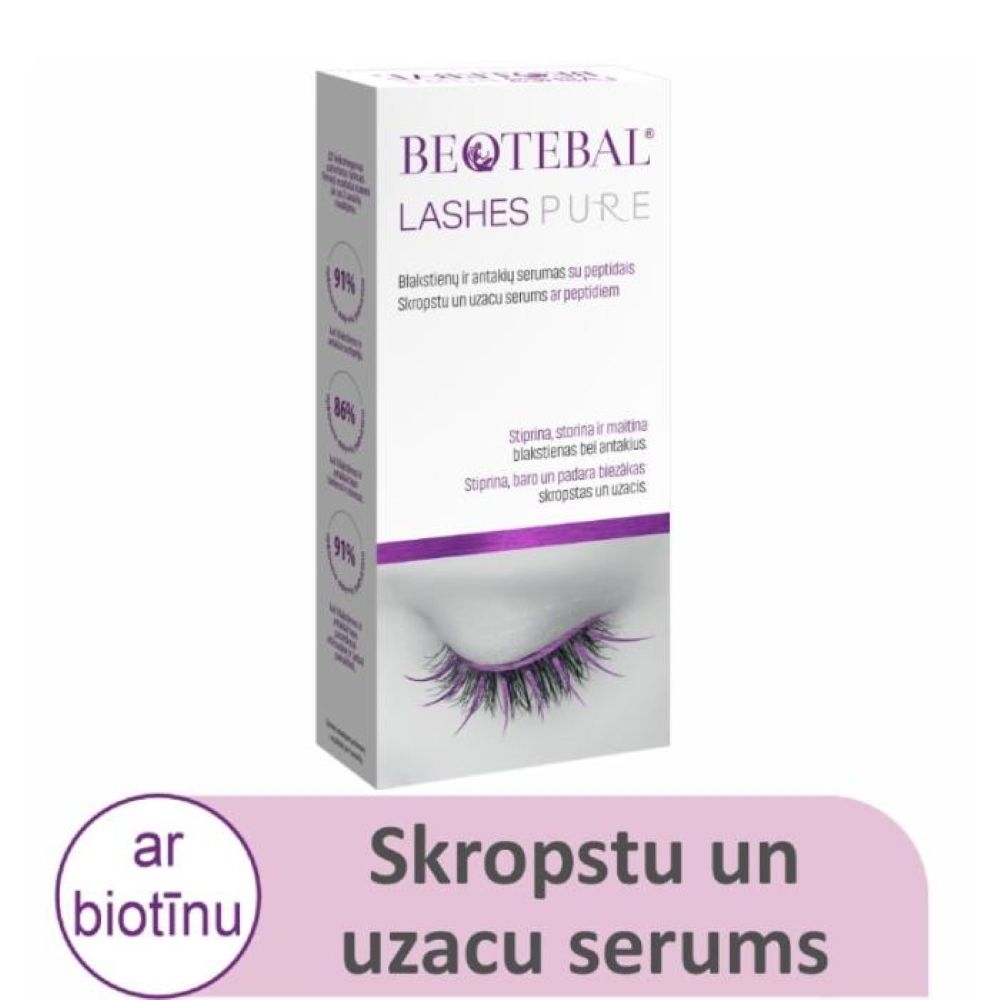 BEOTEBAL Lashes Pure Ar Peptīdiem skropstu un uzacu serums, 3 ml - Produkta attēls 