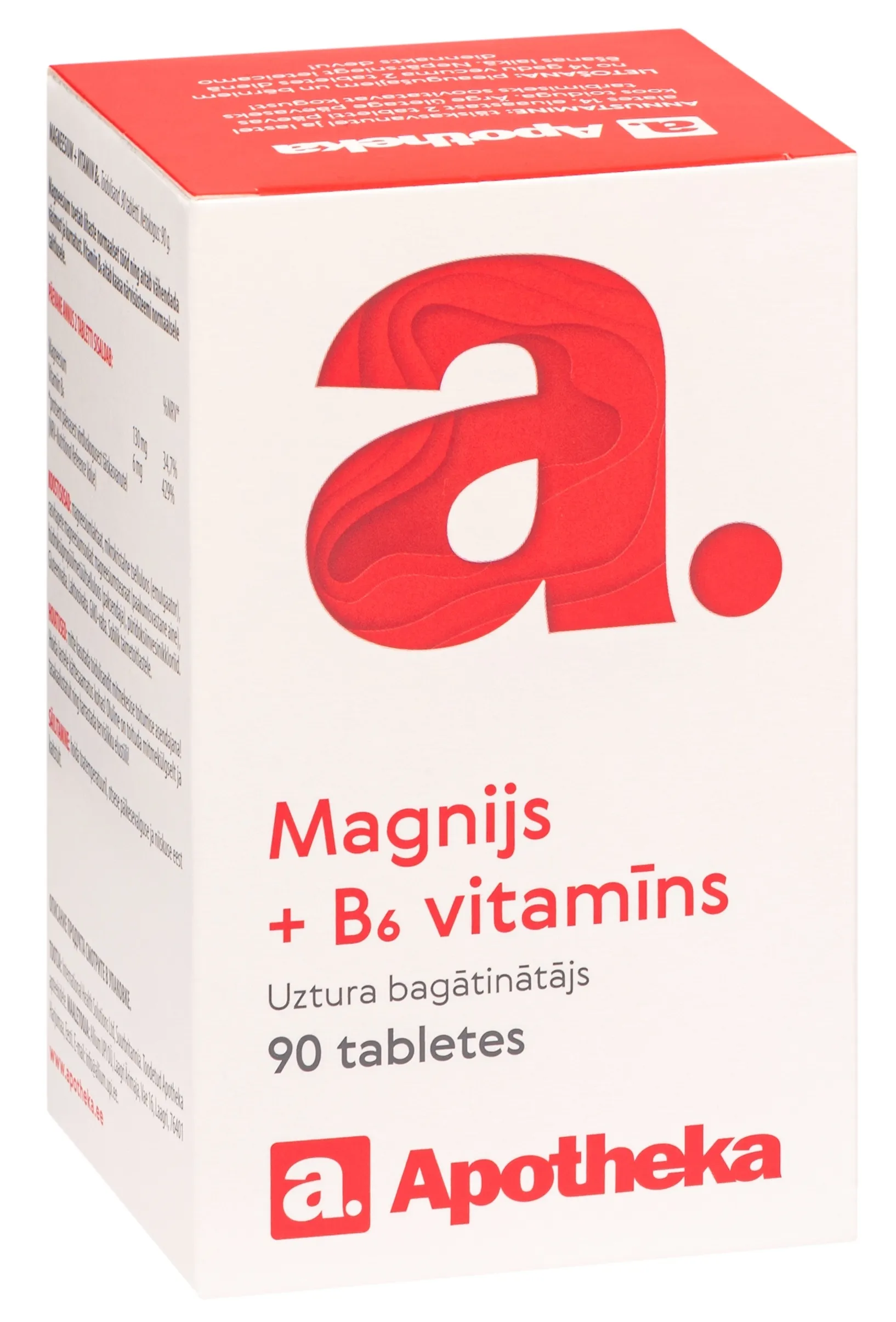 APOTHEKA Magnija laktāts + B6 tabletes, 90 gab - Produkta attēls 