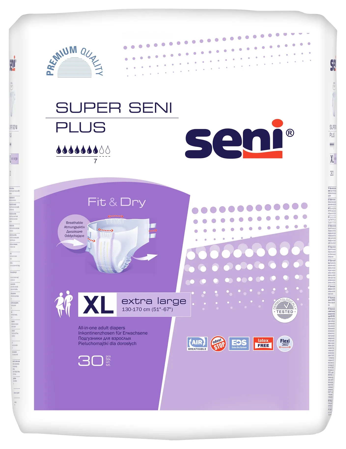 SENI SUPER PLUS autiņbikses pieaugušajiem, XL izmērs (130-170 cm), 30 - Produkta attēls 