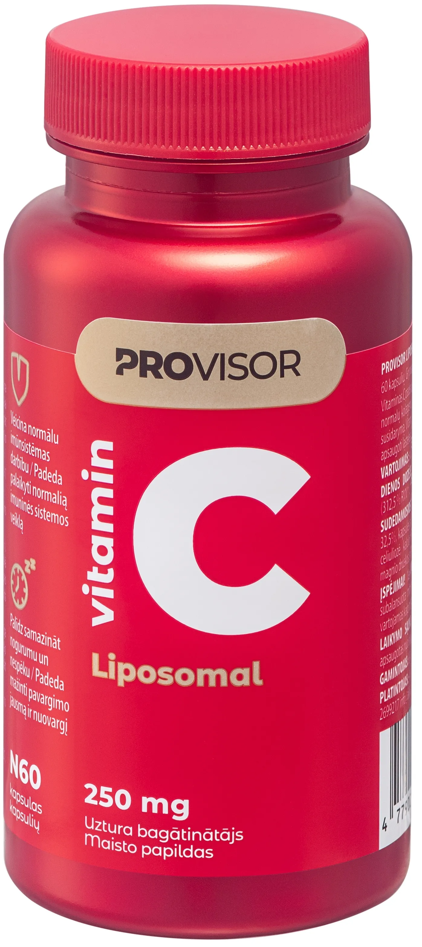 PROVISOR Liposomal C vitamīns 250 mg kapsulas, 30 gab. - Produkta attēls 