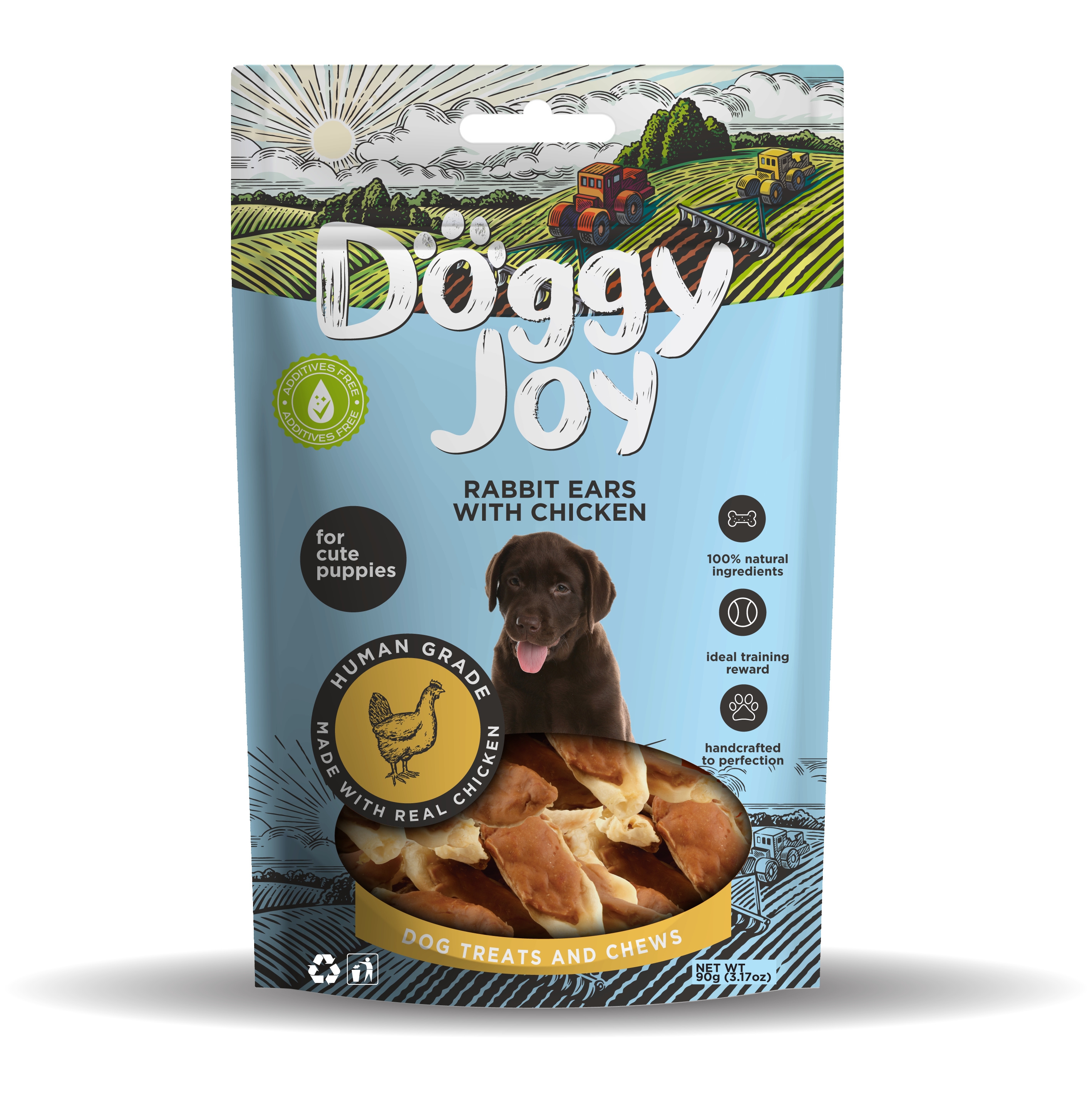 DOGGY JOY TRUŠU AUSIS AR VISTU KUCĒNIEM 90G - Produkta attēls 