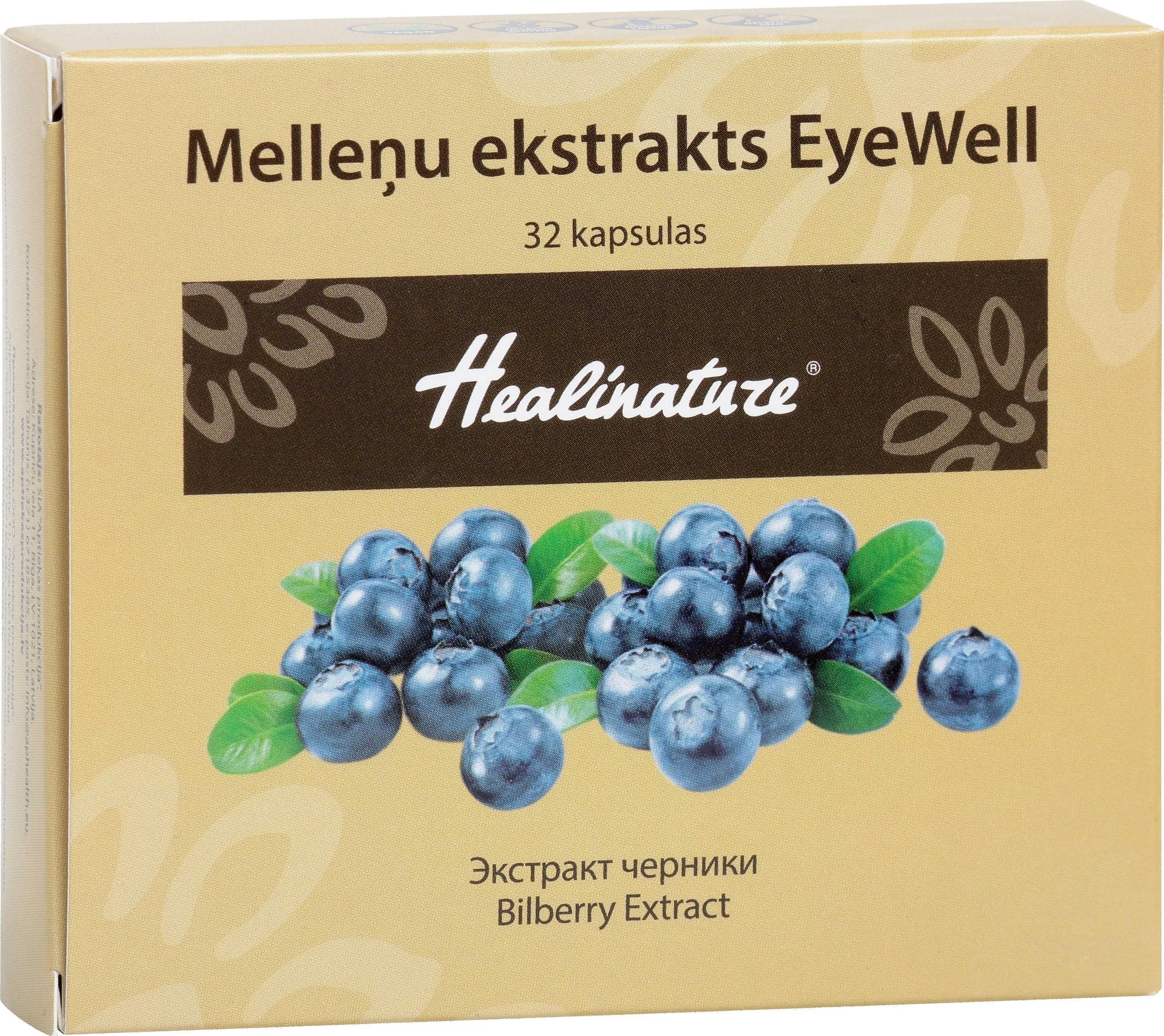 AP Healinature Melleņu ekstrakts EyeWell, kapsulas, 32gab - Produkta attēls 