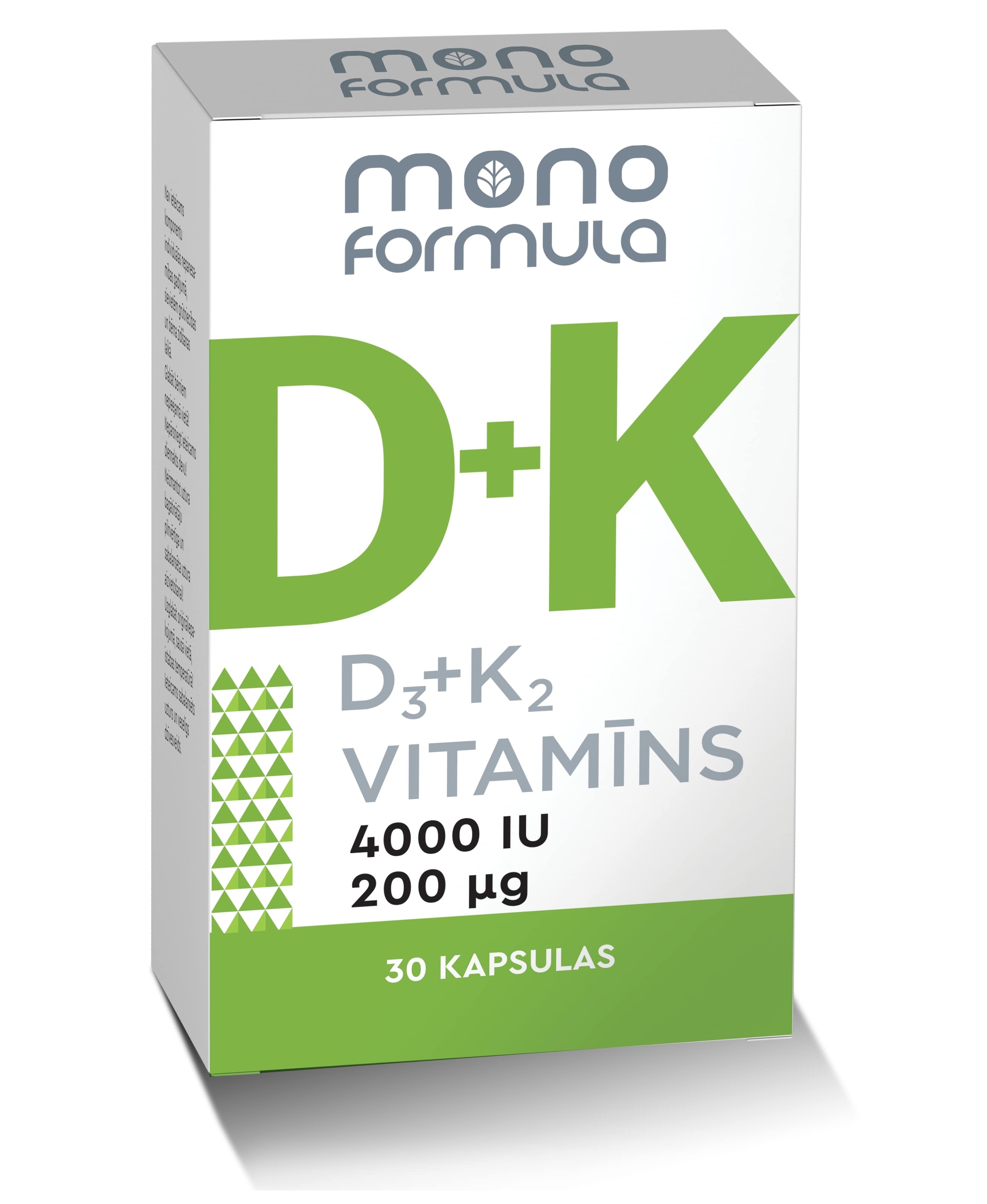 MONO FORMULA D3 + K2 vitamīns kapsulas, 30 gab. - Produkta attēls 