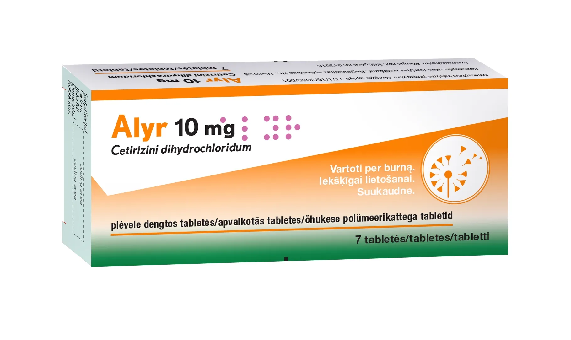 ALYR 10 mg tabletes, 7 gab. - Produkta attēls 