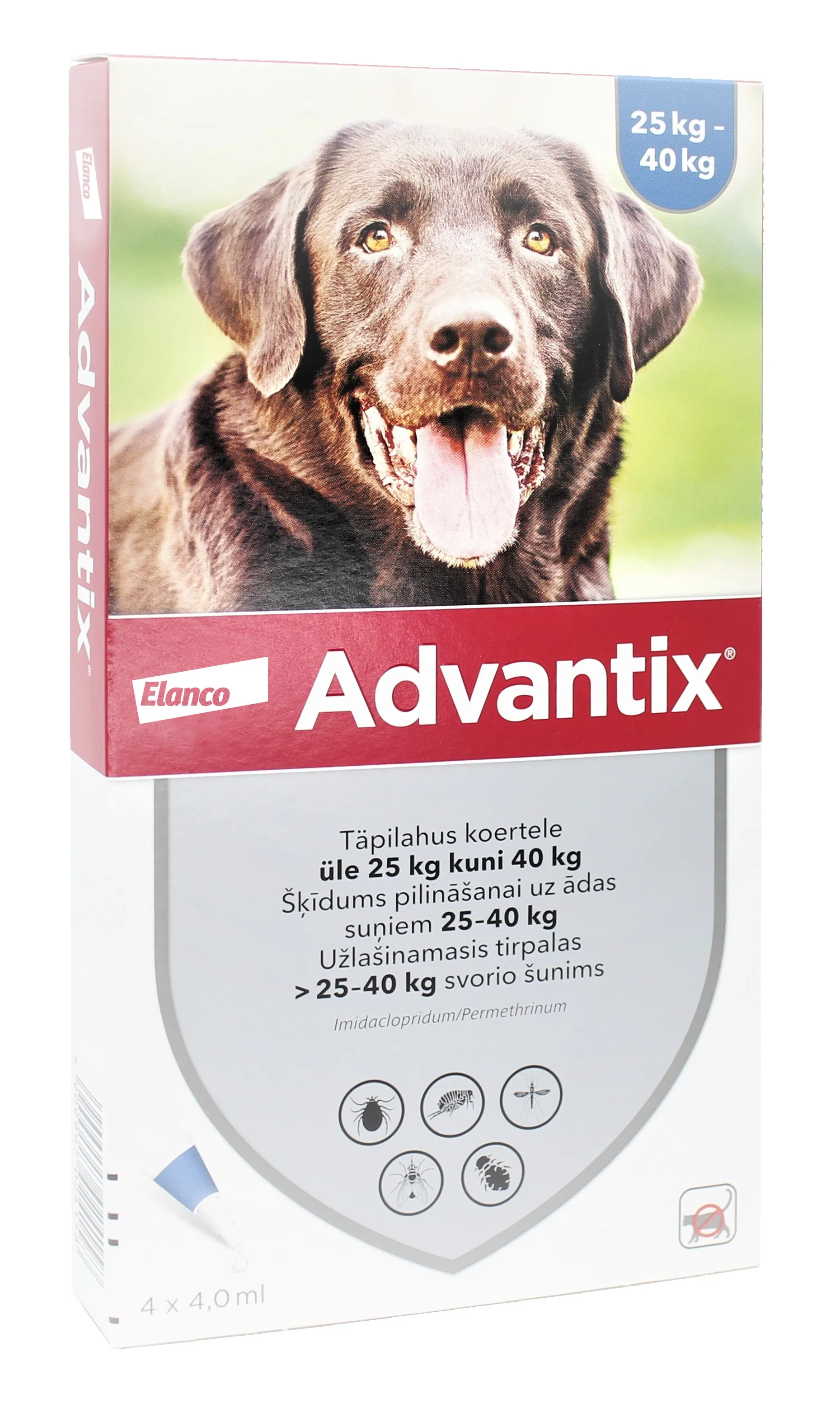 ADVANTIX   400/2000MG ŠĶĪD 4ML SUŅIEM 25-40KG N4 - Produkta attēls 