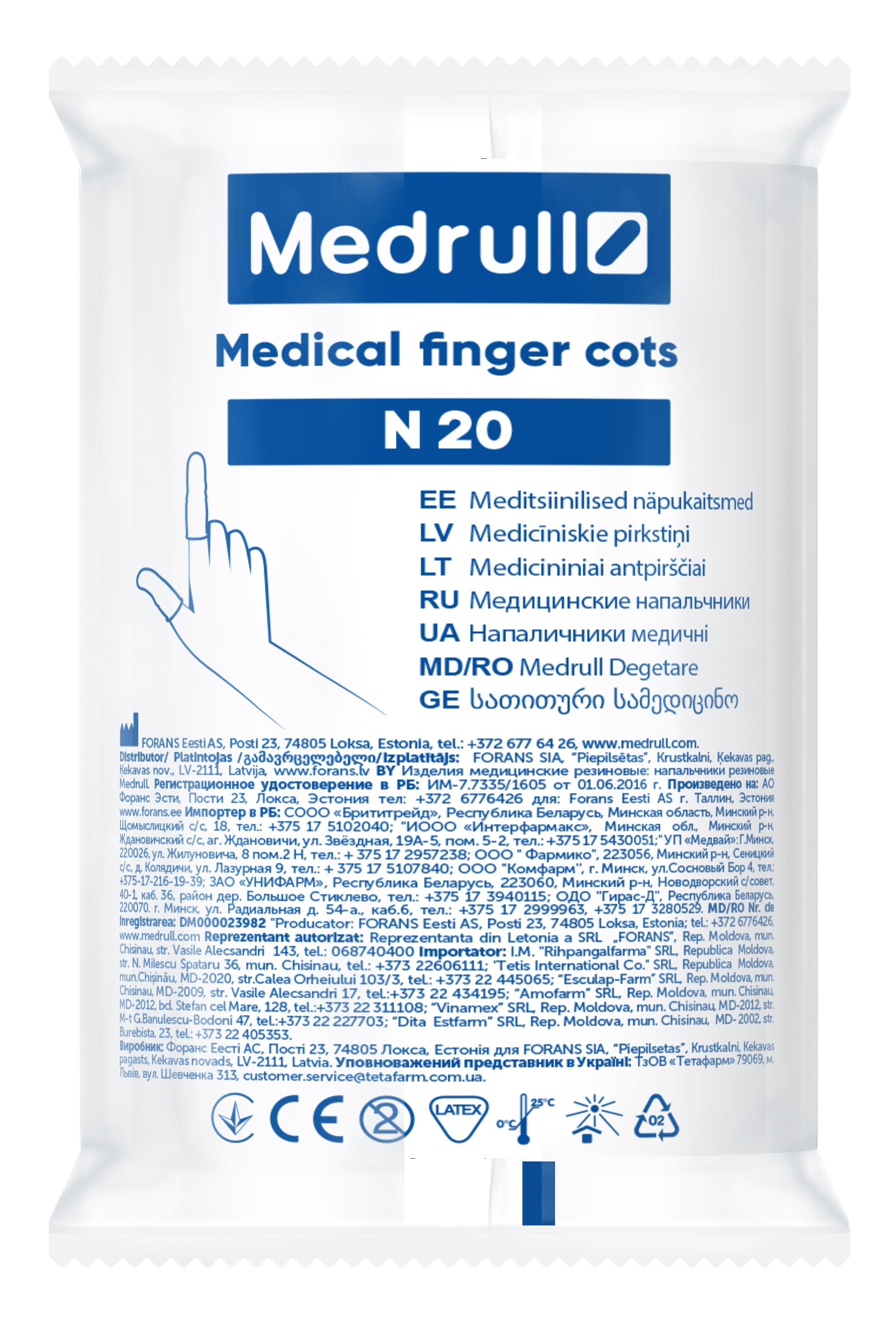 MEDRULL Pirkstiņi gumijas, 20 gab - Produkta attēls 