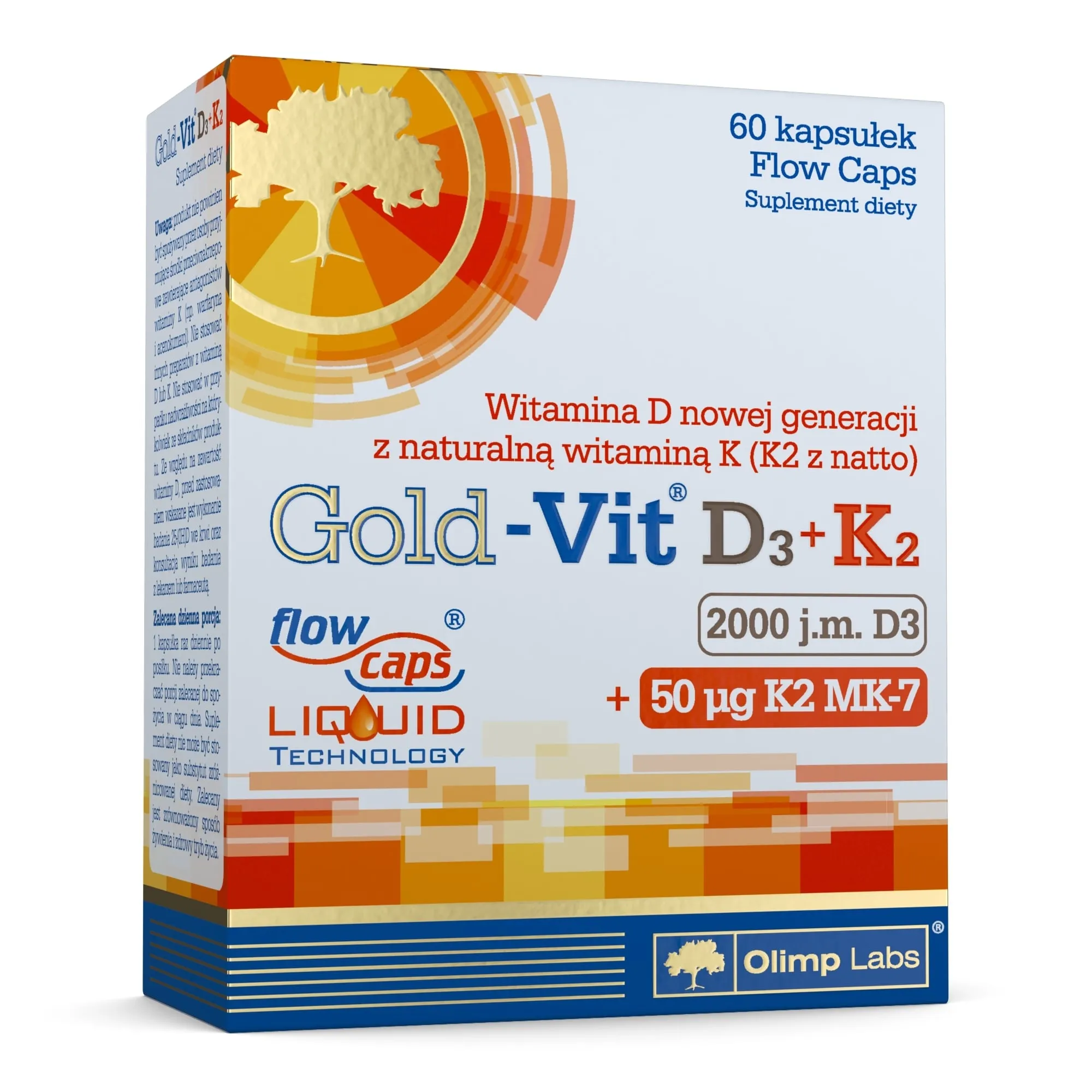 OLIMPLABS Gold Vit. D3 2000 + K2 kapsulas, 60 gab - Produkta attēls 
