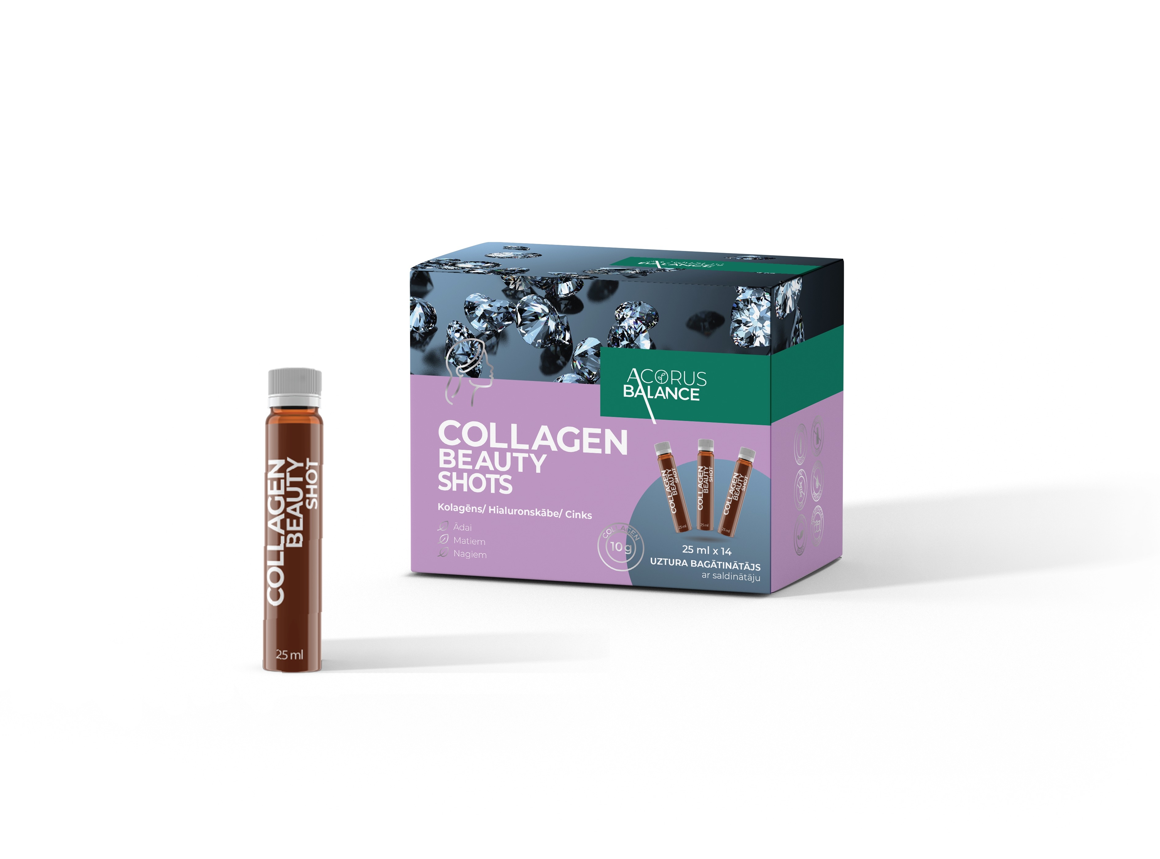 Acorus Balance COLLAGEN BEAUTY SHOTS, kolagēns ādai, matiem un nagiem - Produkta attēls 