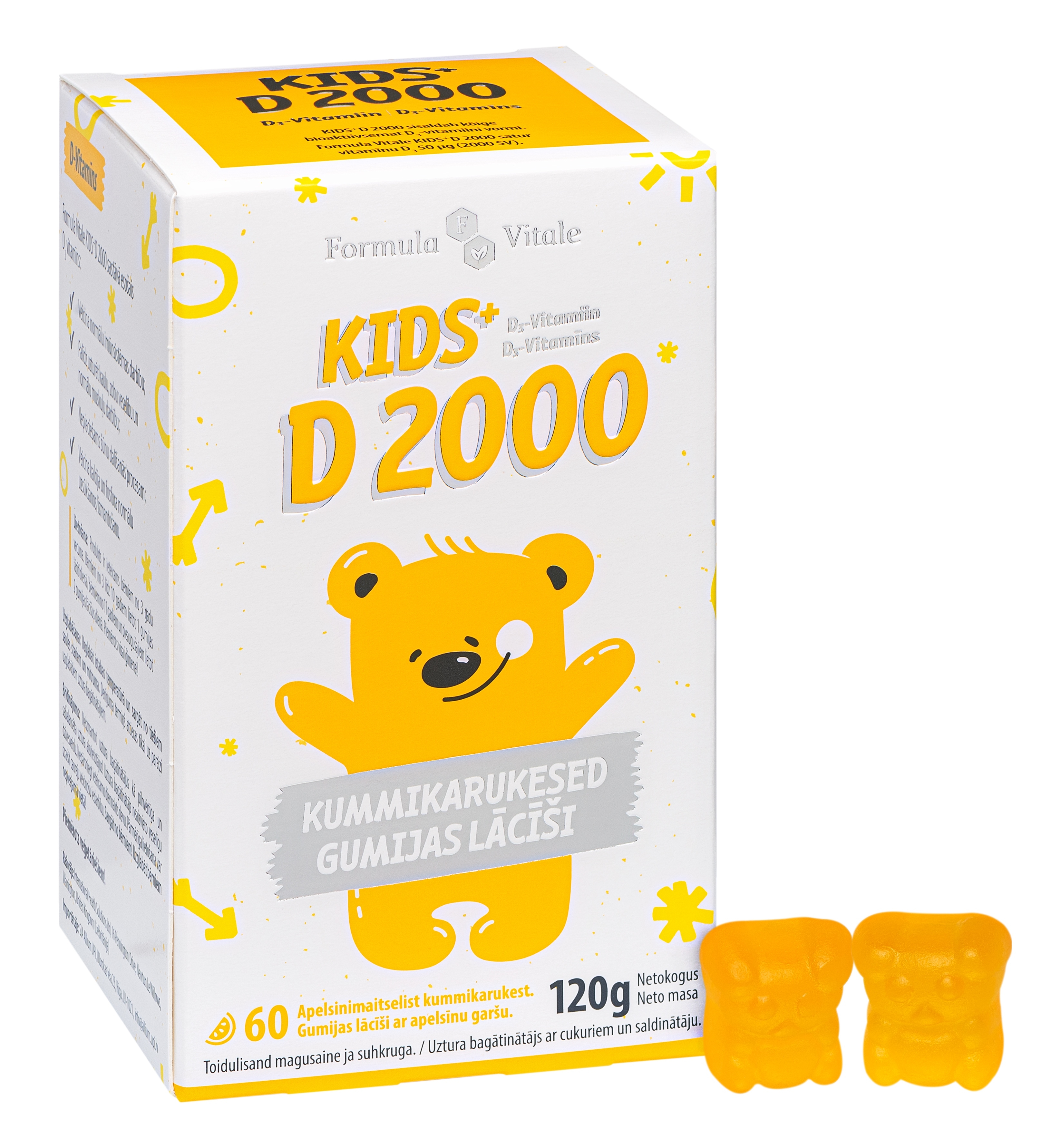 FORMULA VITALE Kids+ D vitamīna (2000) lācīšu pastilas, 60 gab. - Produkta attēls 
