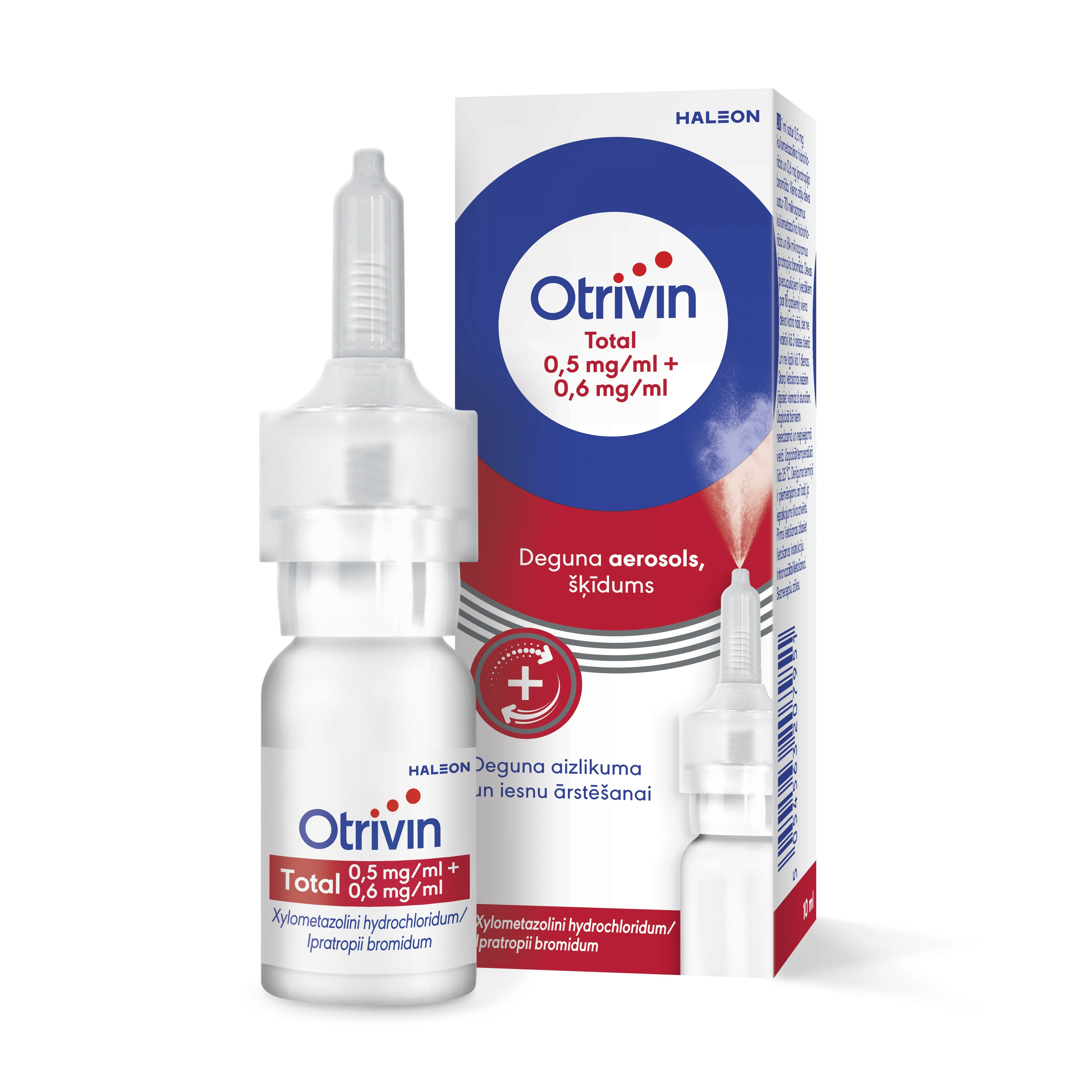 OTRIVIN Total 0.5 mg/ 0.6 mg/ ml deguna aerosols, 10 ml - Produkta attēls 
