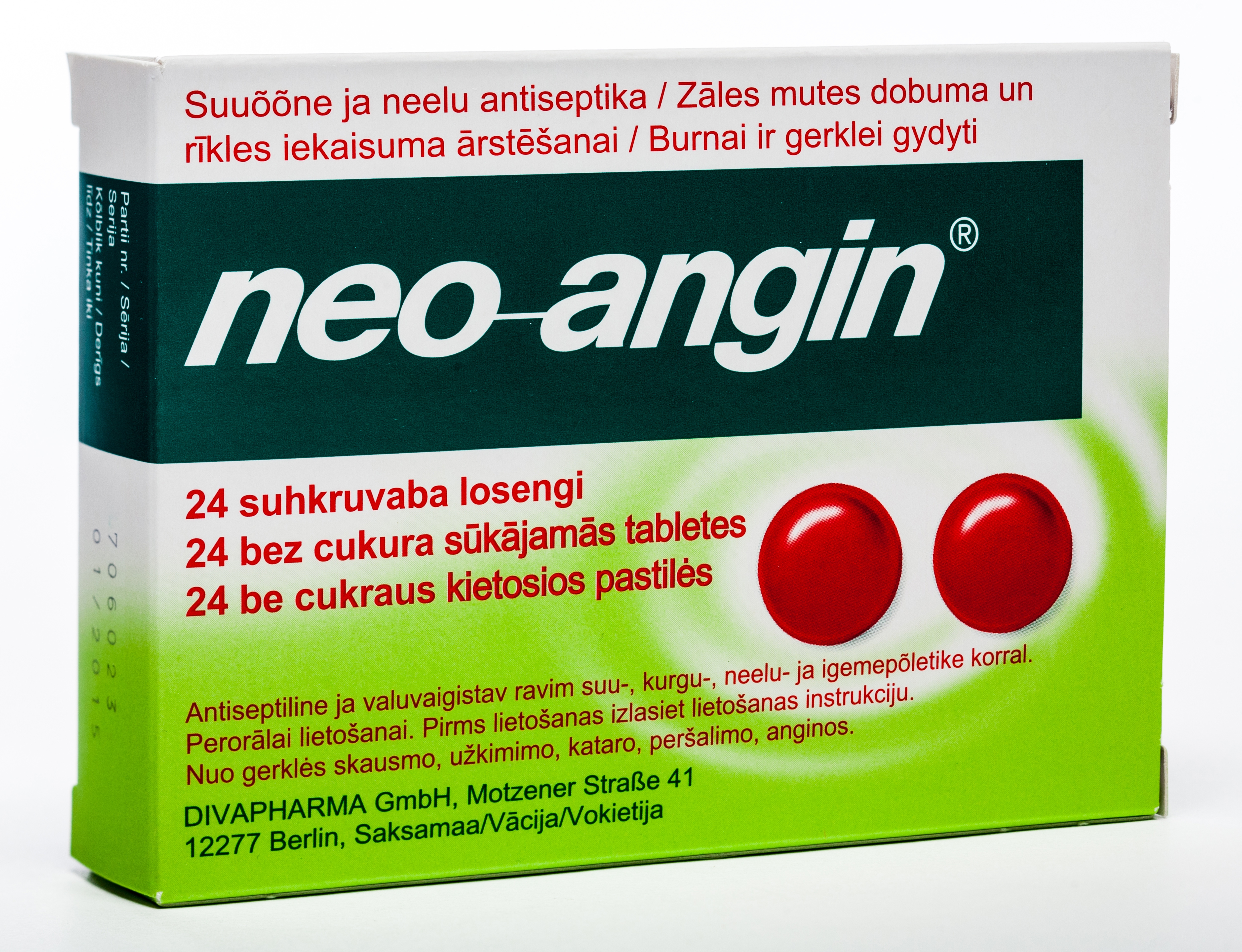 NEO-ANGIN BEZ CUKURA TABLETES N24 - Produkta attēls 