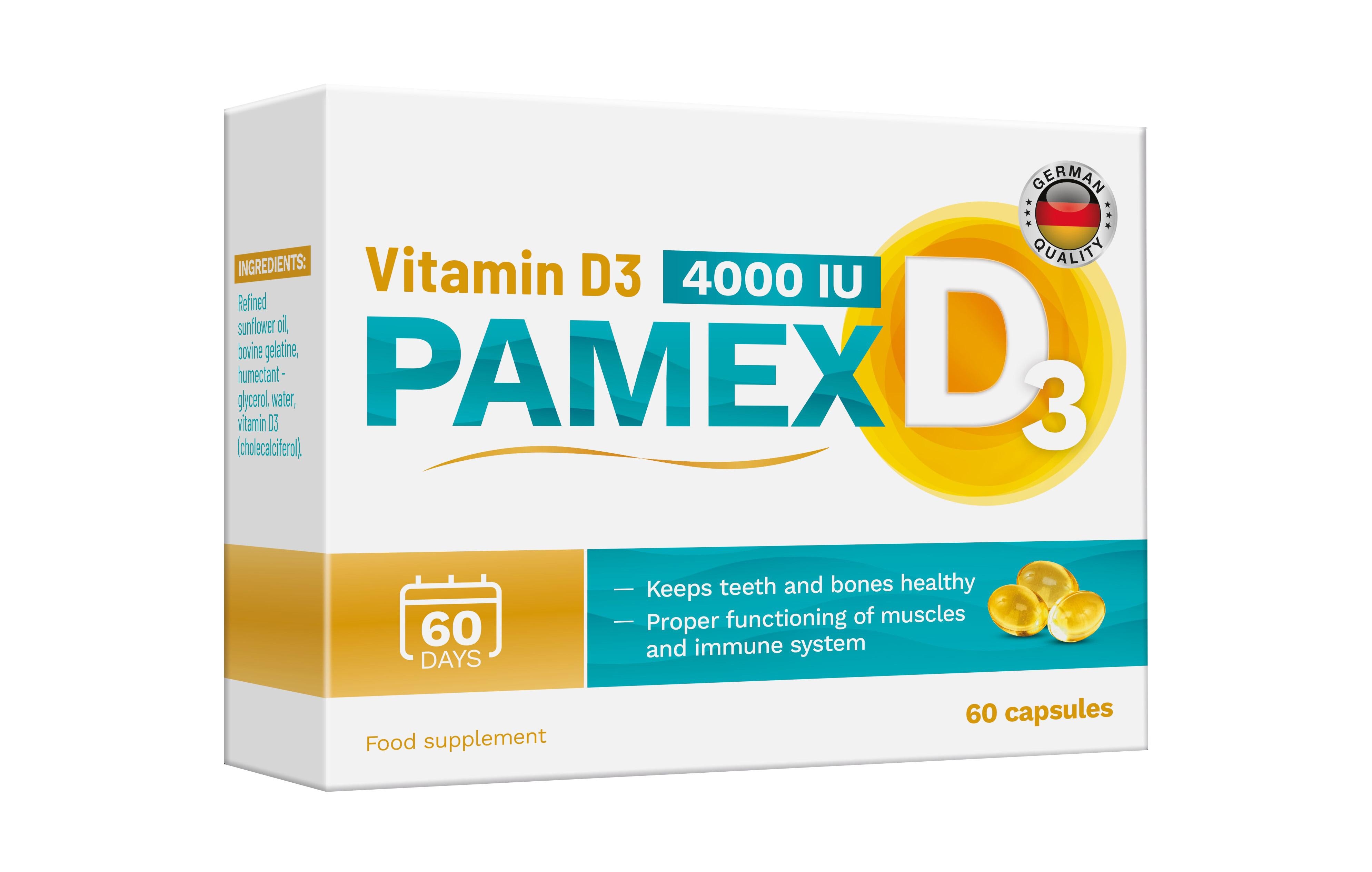 PAMEX D3 vitamīns (IU 4000), 60 gab. - Produkta attēls 