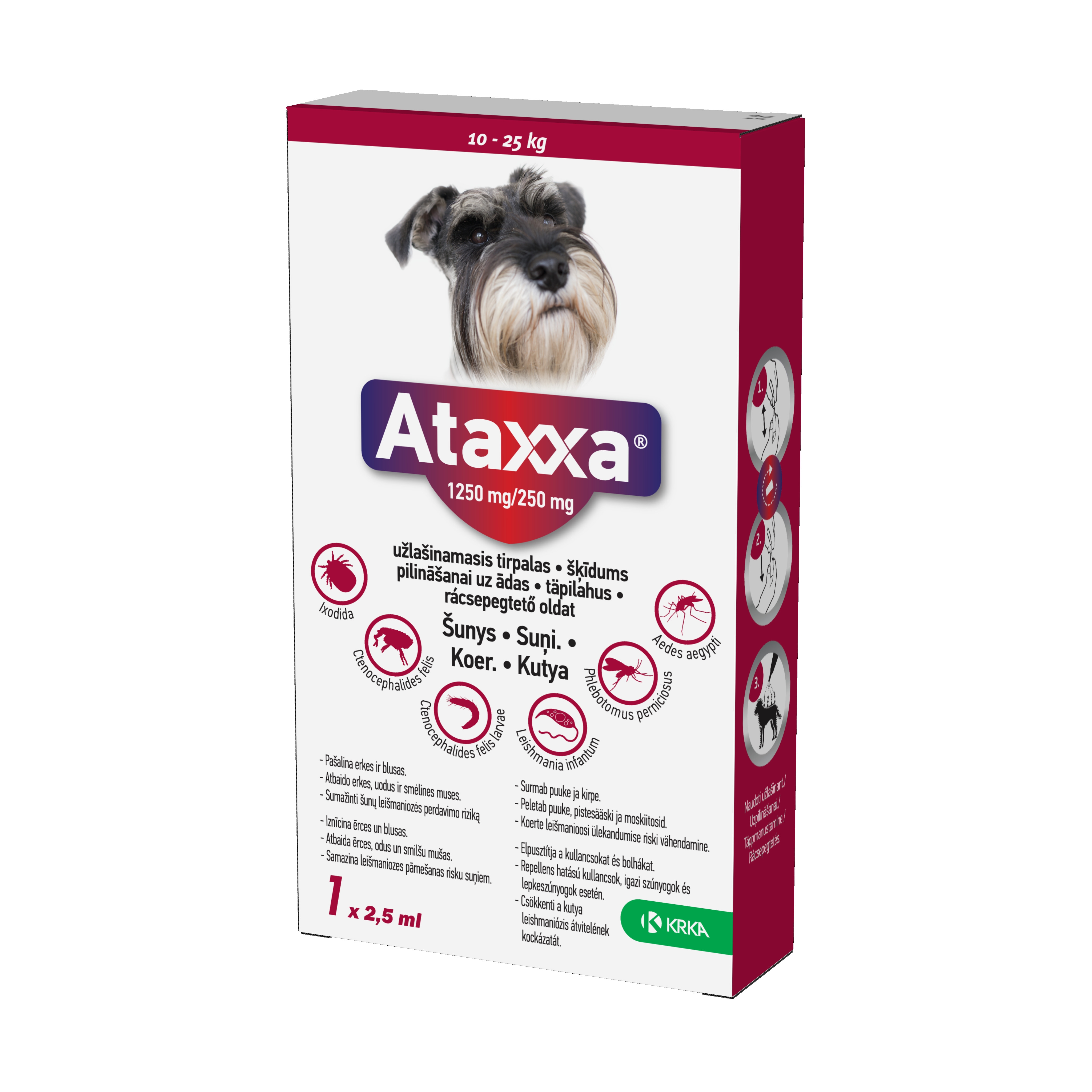 ATAXXA 1250/250MG ŠĶĪD 2.5ML SUŅIEM 10-25KG N1 - Produkta attēls 