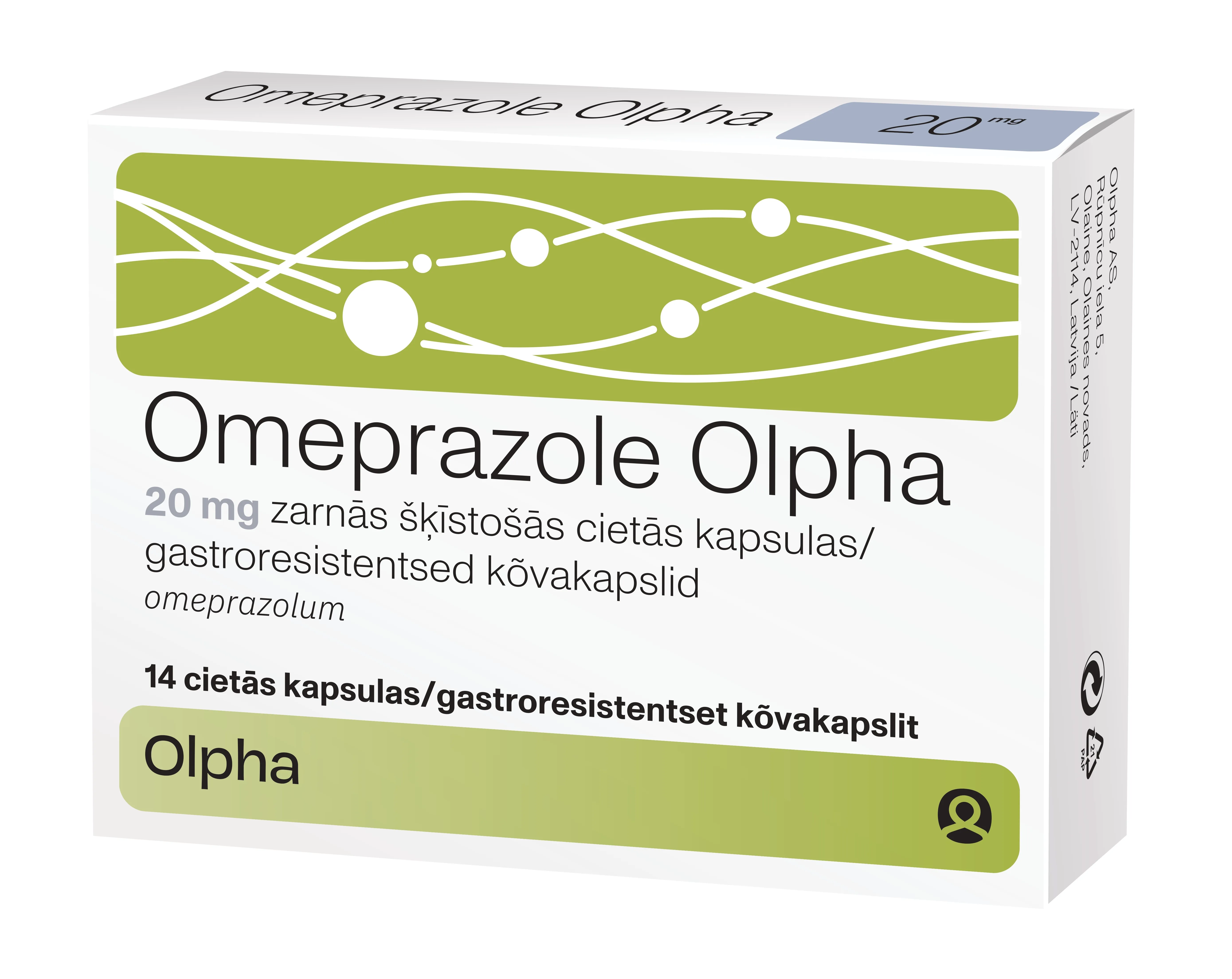 OMEPRAZOLE OLPHA 20MG CPS N14 - Produkta attēls 