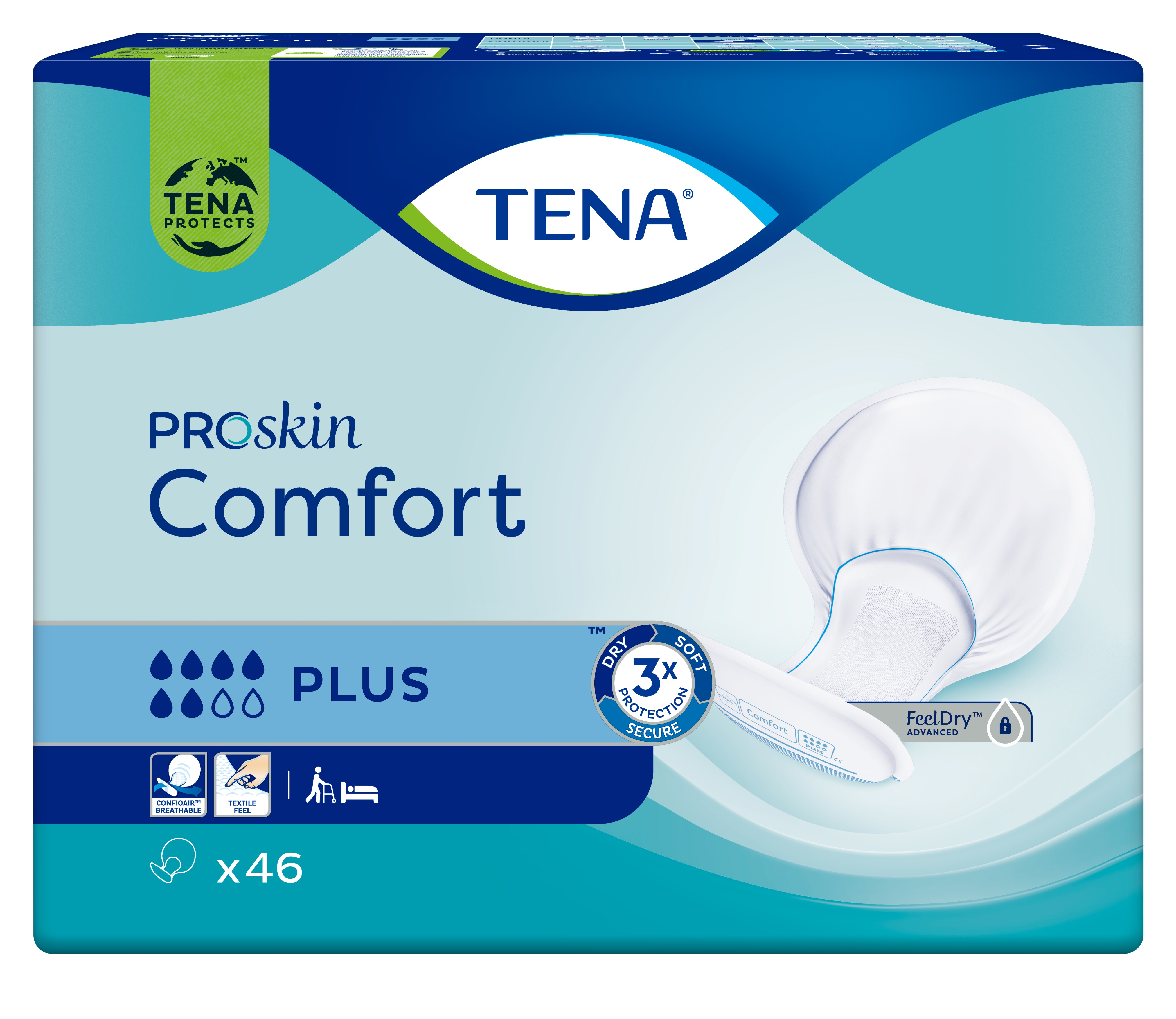 TENA Comfort Plus uzsūcošās paketes, 46 gab. - Produkta attēls 