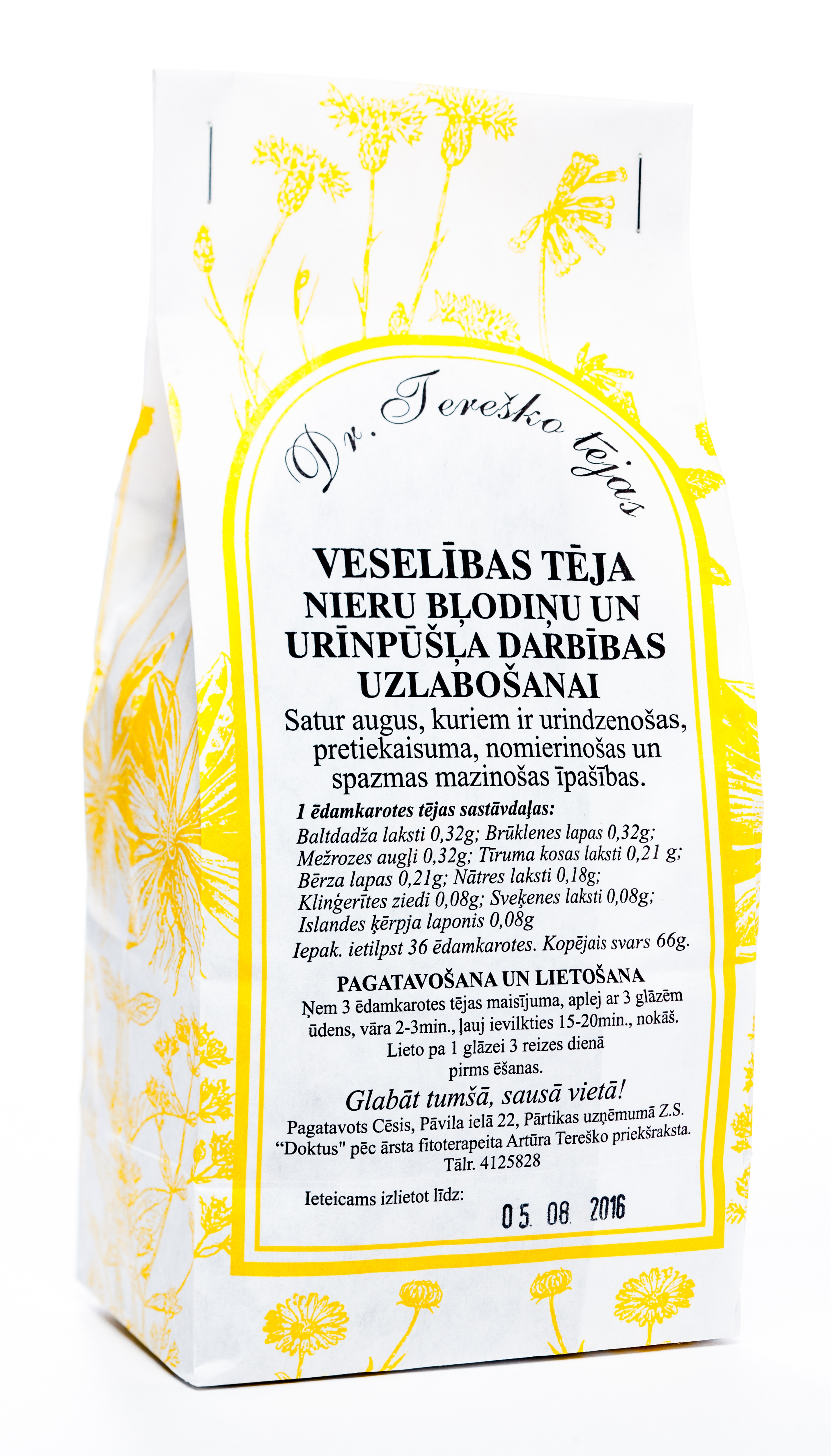 TEREŠKO tēja nieru bļodiņu, urīnpūšļa iekaisuma ārstēšanai, 65 g - Produkta attēls 