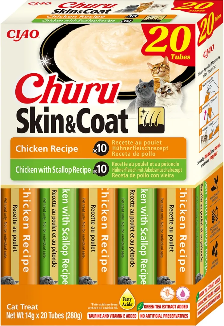 Churu Skin&Coat biezenis kaķiem, vista un/vai ķemmītes 14g N20 - Produkta attēls 